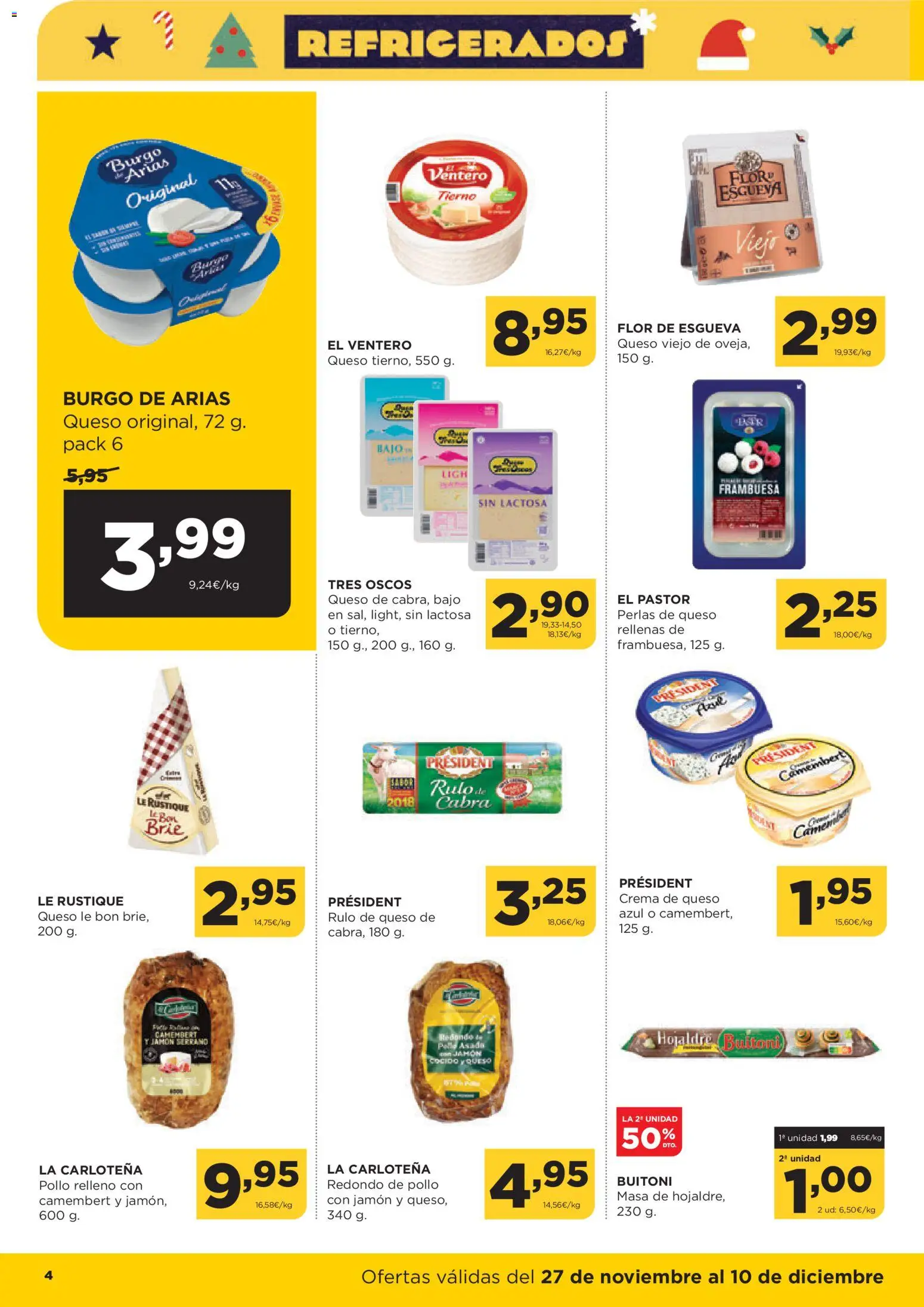 Alimerka folleto Asturias │ válido desde el 27.11.2025 | Página: 4 | Productos: Jamón serrano, Queso, Jamón, Crema