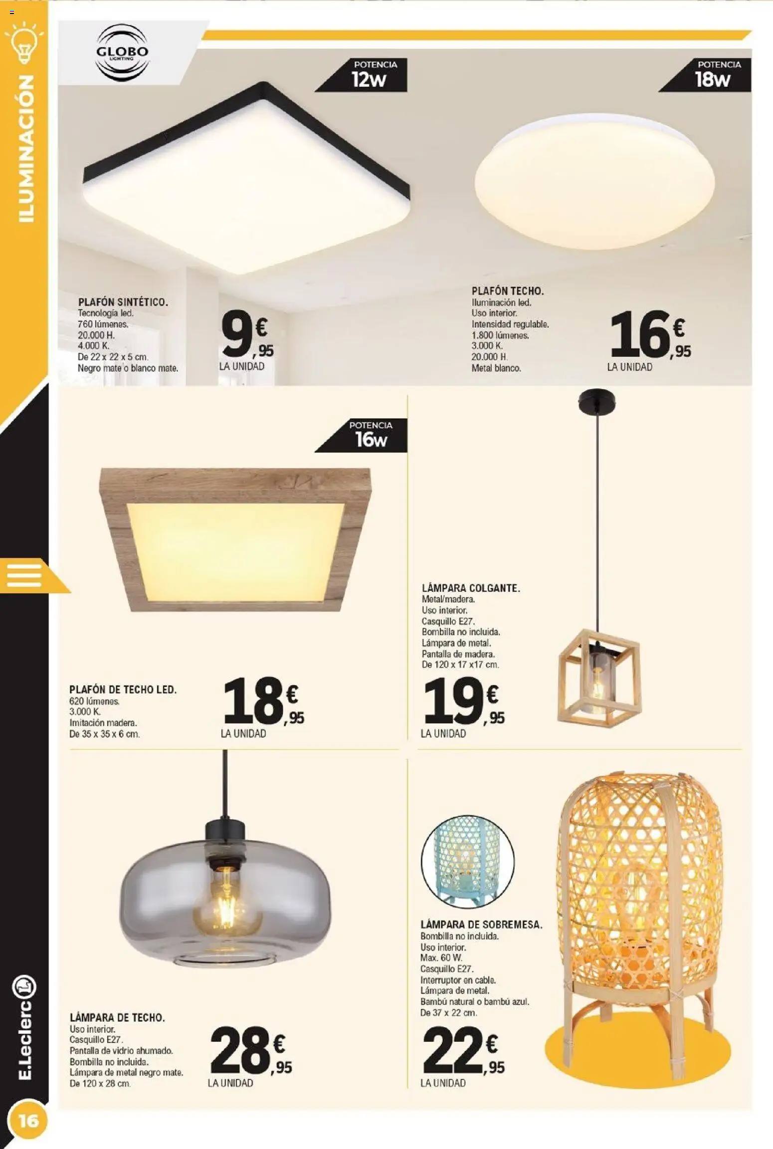 E.Leclerc folleto │ válido desde el 21.01.2026 | Página: 16 | Productos: Bombilla, Galette de chaise, Lámpara
