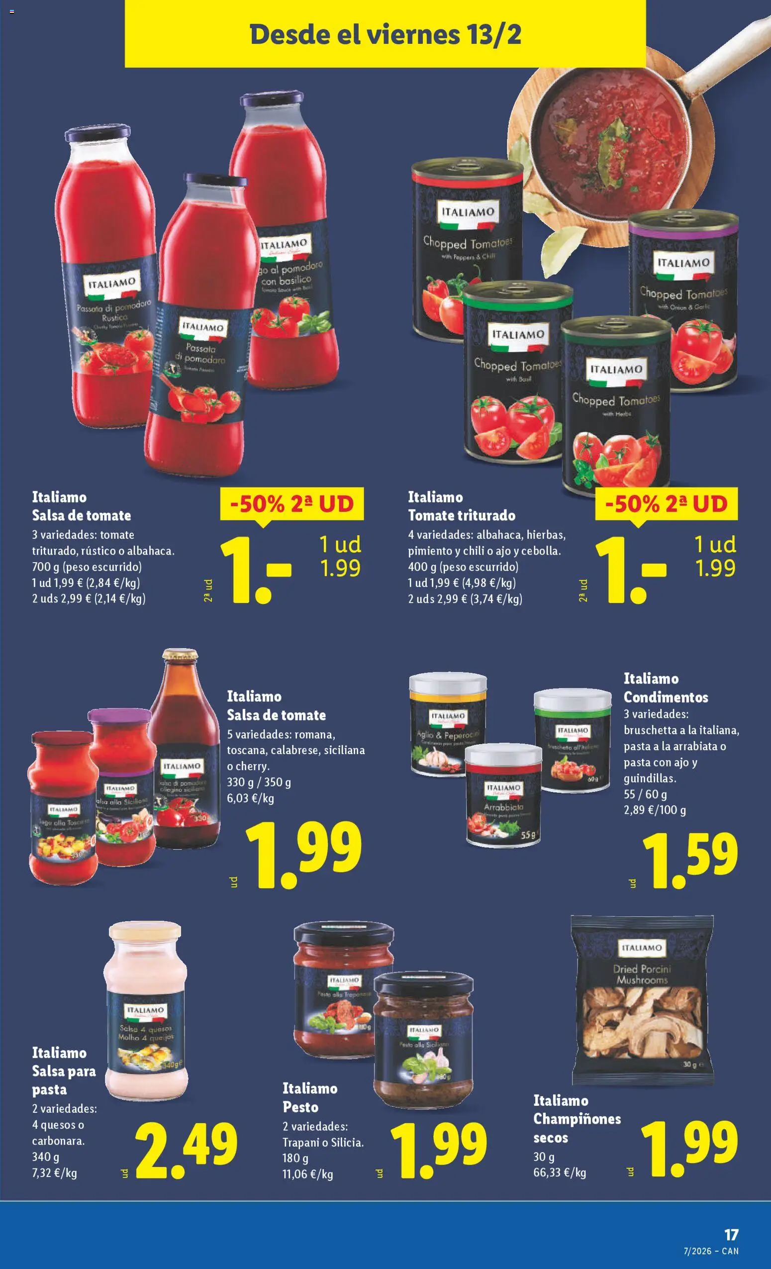 Lidl - Canarias │ válido desde el 09.02.2026 | Página: 33 | Productos: Pasta, Κάδος απορρυμάτων, Salsa de tomate, Tomate triturado
