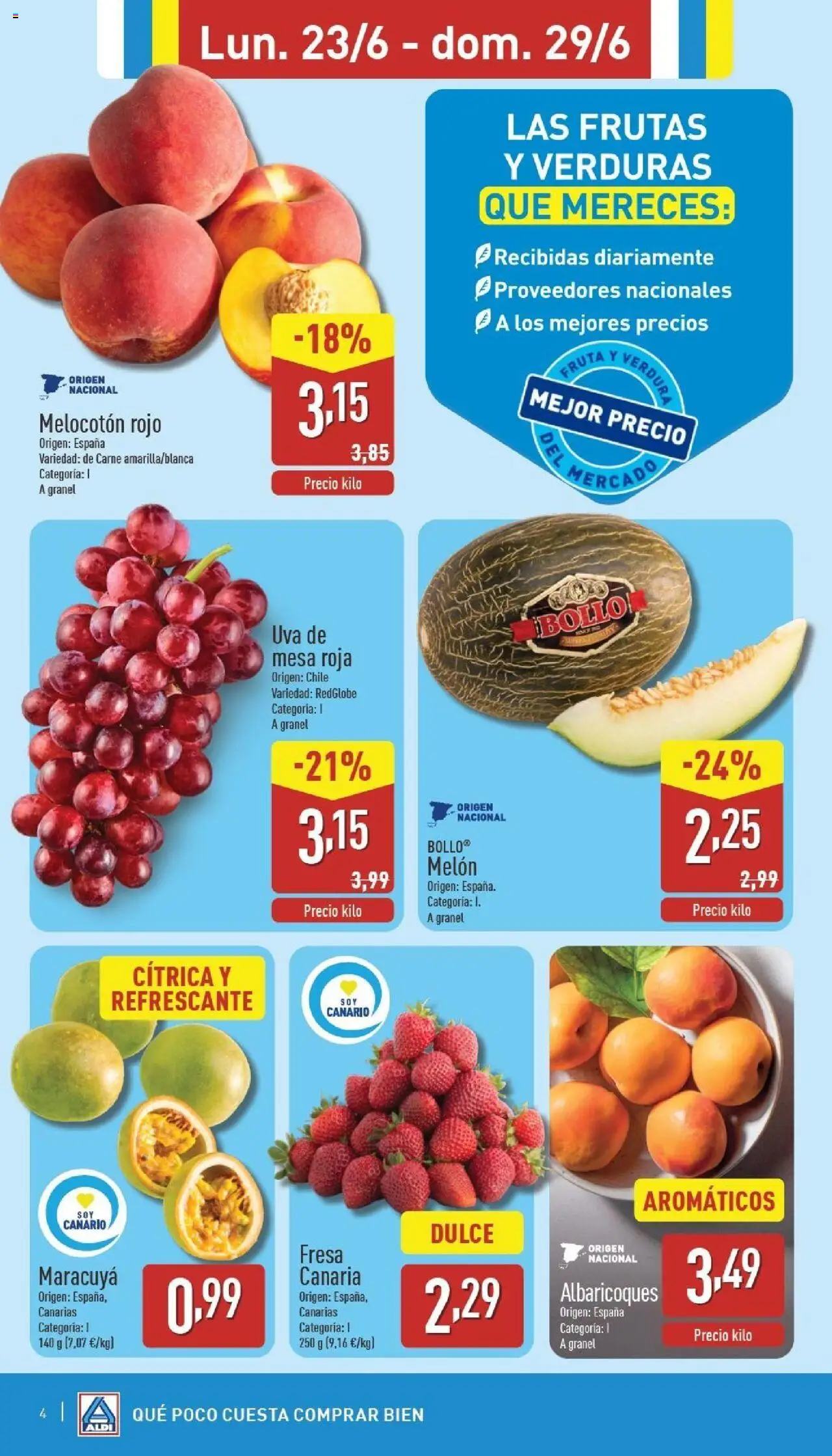 Aldi folleto Canarias │ válido desde el 23.06.2025 | Página: 4 | Productos: Φορτιστής, Melocotón rojo, Mesa