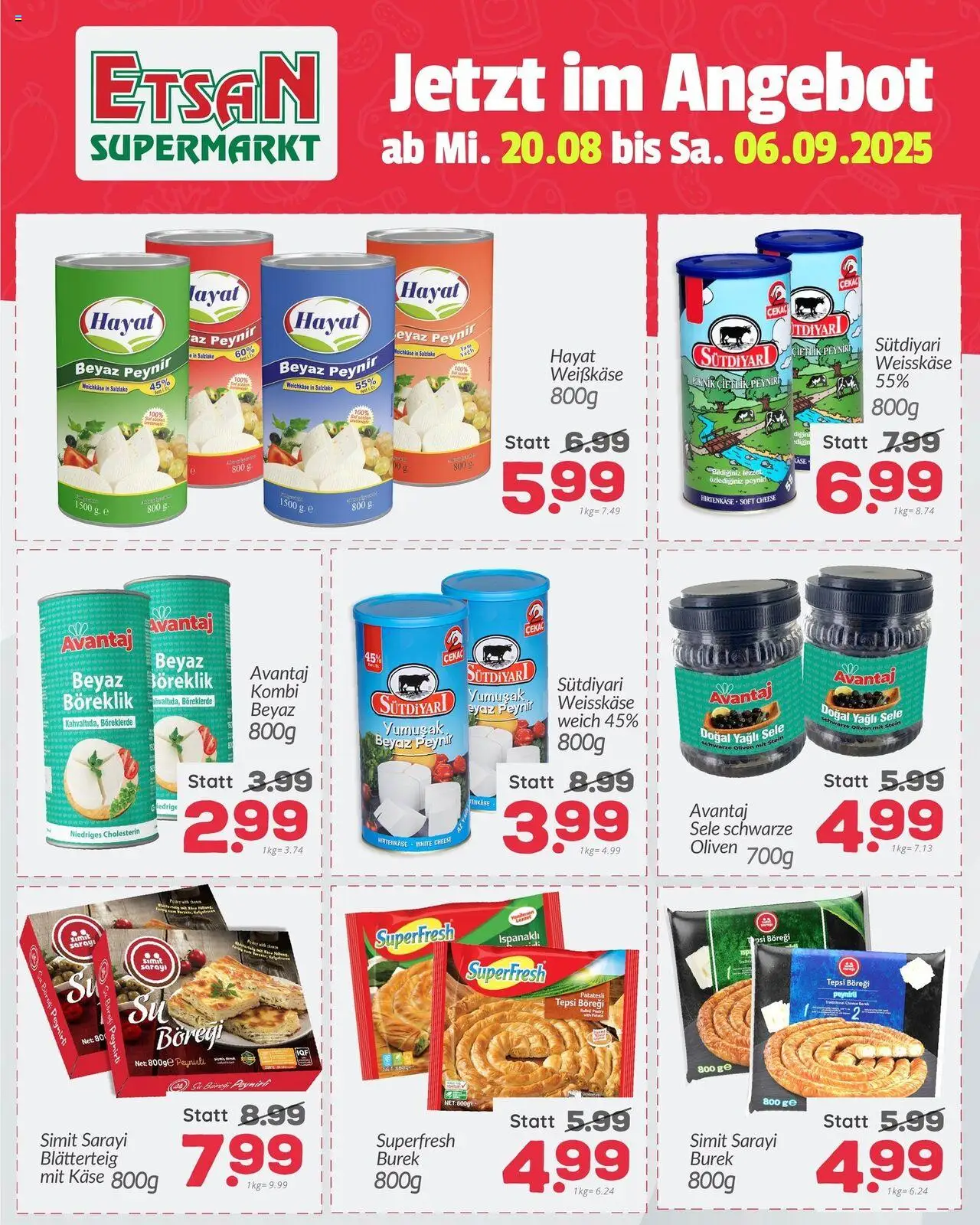 ETSAN Flugblatt gültig ab 20.08.2025 | Seite: 4 | Produkte: Szeder, Käse