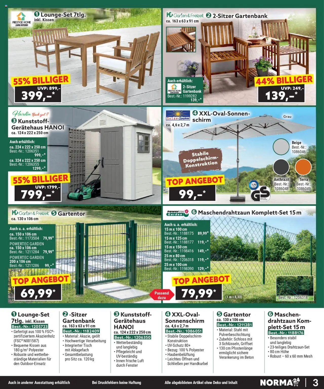 Norma - Bestellmagazin August 2025 - gültig ab dem 01.08.2025 | Seite: 3 | Produkte: Top, Kissen, Tisch, Sonnenschirm