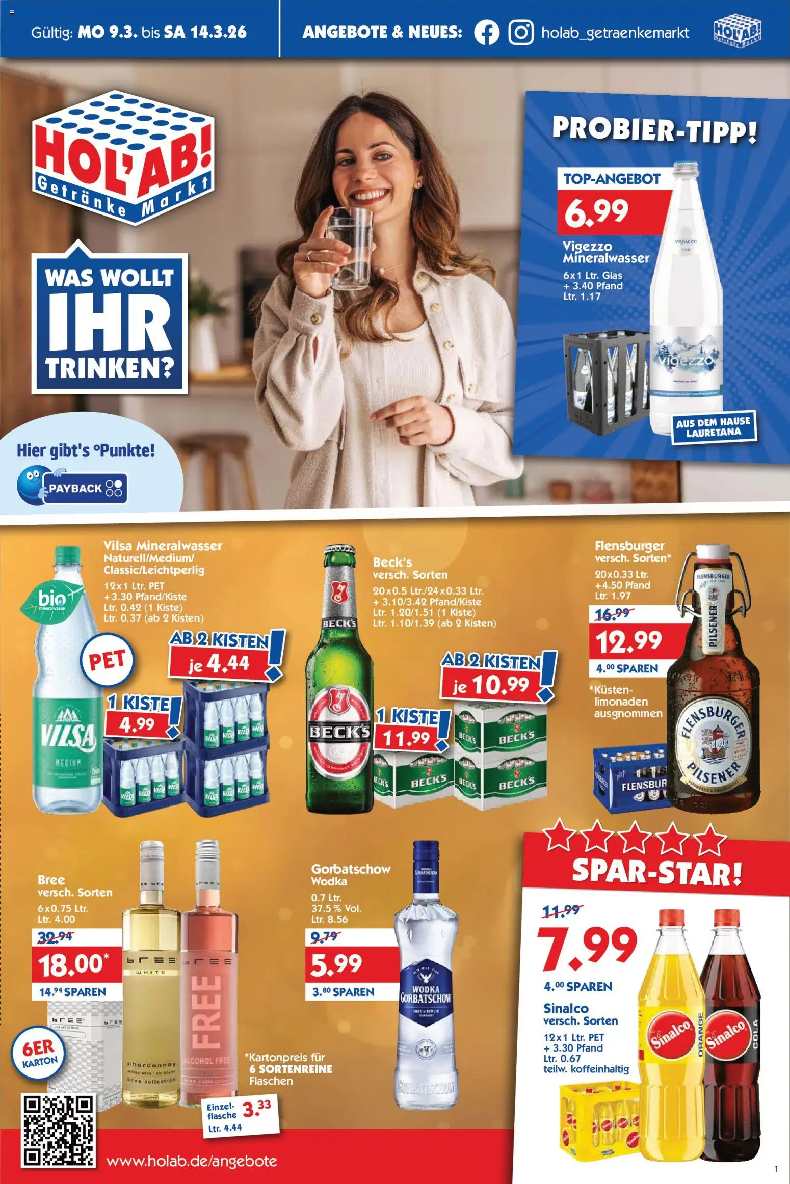 HOL’AB! Prospekt 	 – gültig ab 09.03.2026 | Seite: 1 | Produkte: Sinalco, Cola, Flensburger, Wodka
