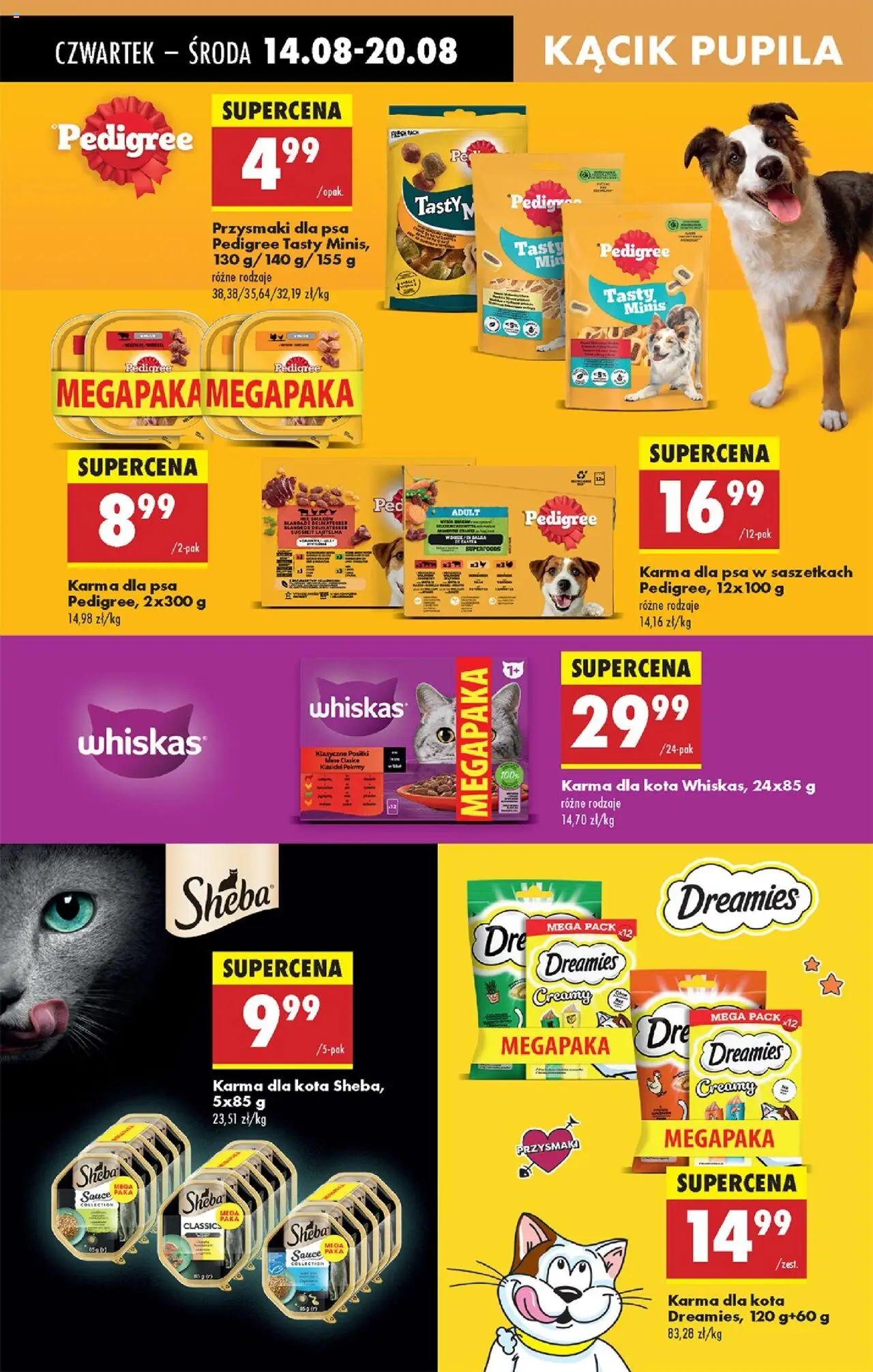 Biedronka gazetka - Oferta w tym tygodniu od 14.08.2025 | Strona: 69 | Produkty: Pedigree, Karma dla kota, Karma dla psa, Przysmaki dla psa