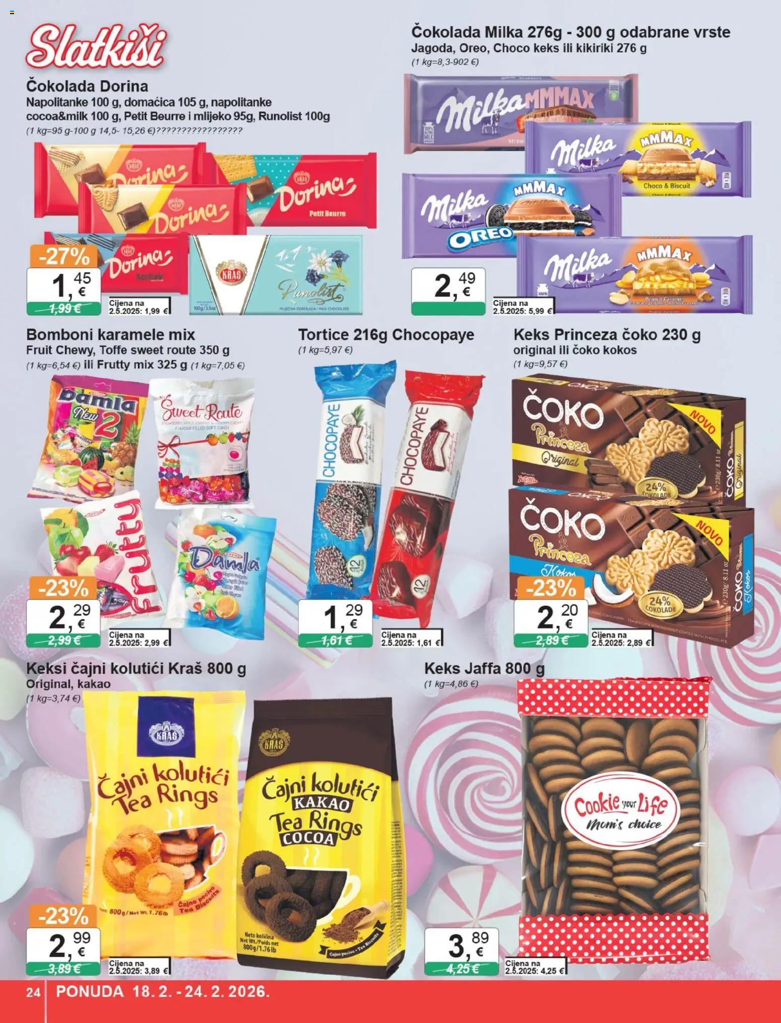 KTC katalog | vrijedi od 18.02.2026 | Stranica: 24 | Proizvodi: Čajni kolutići, Petit Beurre, Mlijeko, Napolitanke