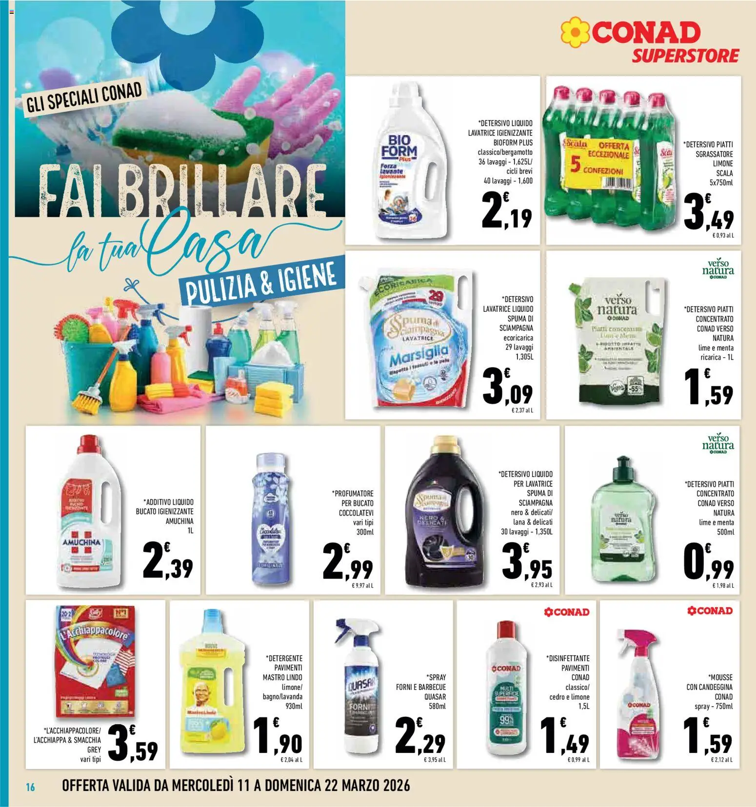 Volantino Conad del 11.03.2026 | Pagina: 16 | Prodotti: Sgrassatore, Limone, Lime, Scala