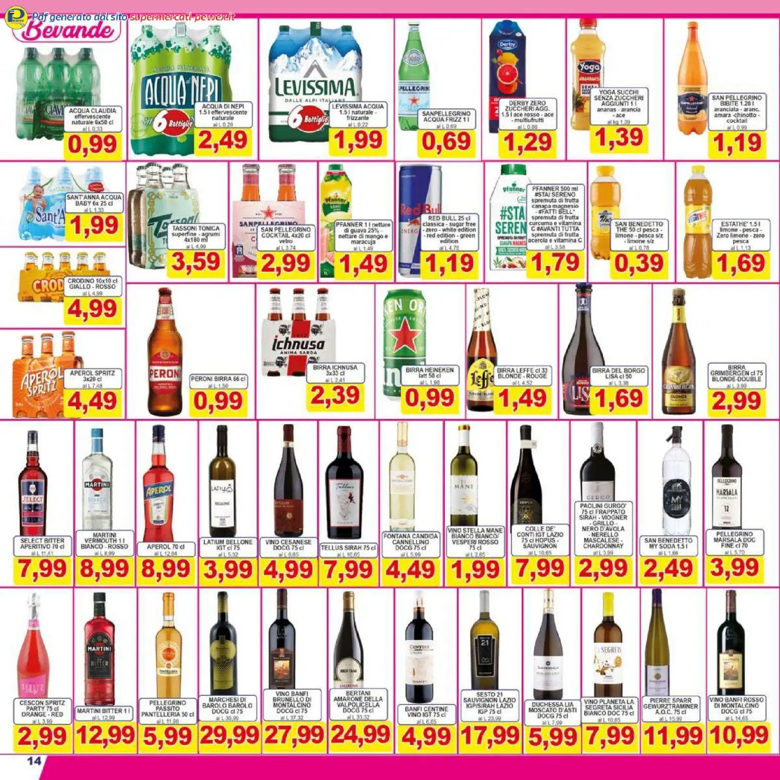 Volantino Pewex del 27.03.2026 | Pagina: 14 | Prodotti: Acqua, Frutta, Pesca, Arancia