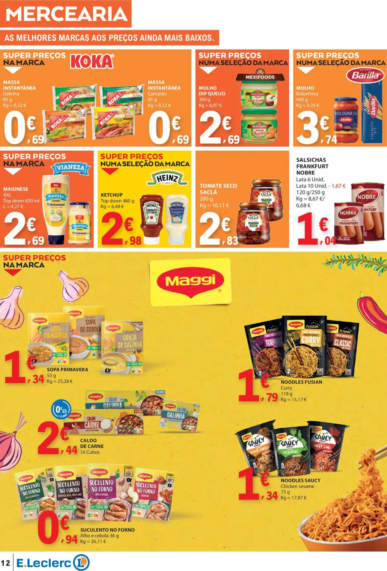 E.Leclerc folheto │ válido de 18.09.2025 | Página: 12 | Produtos: Sopa, Queijo, Maionese, Ketchup