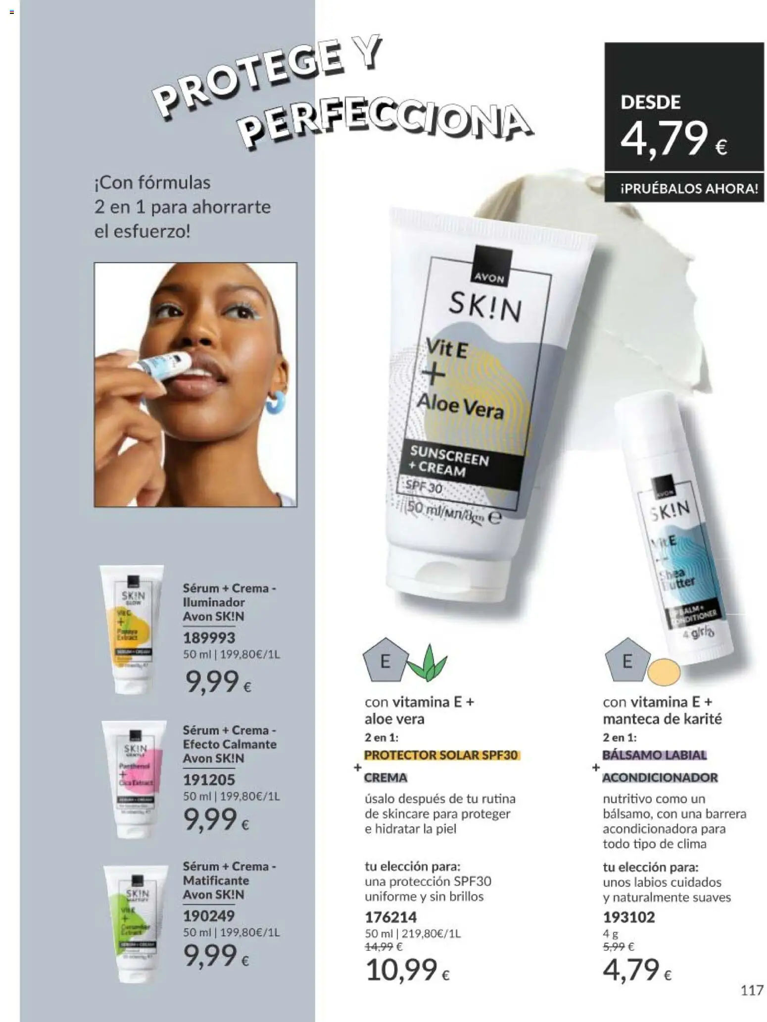 Catálogo AVON campaña 5 │ válido desde el 01.05.2026 | Página: 117 | Productos: Acondicionador, Protector solar, Sérum, Bálsamo labial