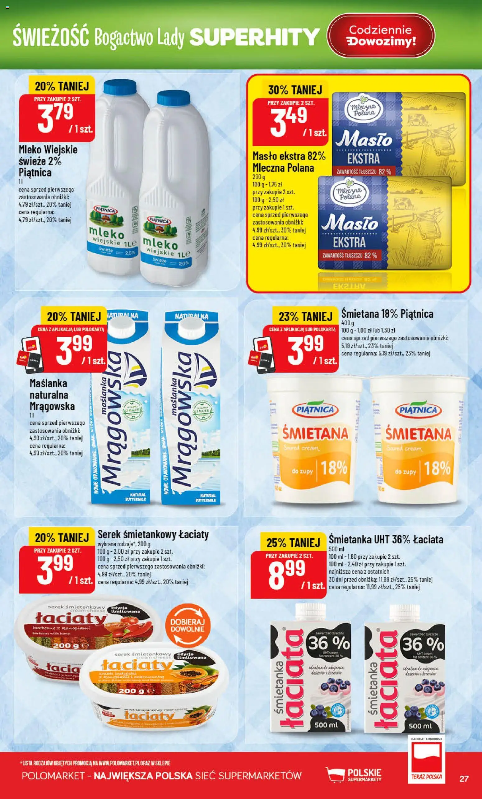 POLOmarket gazetka od 29.04.2026 | Strona: 27 | Produkty: Maślanka, Serek, Mleko, Śmietana