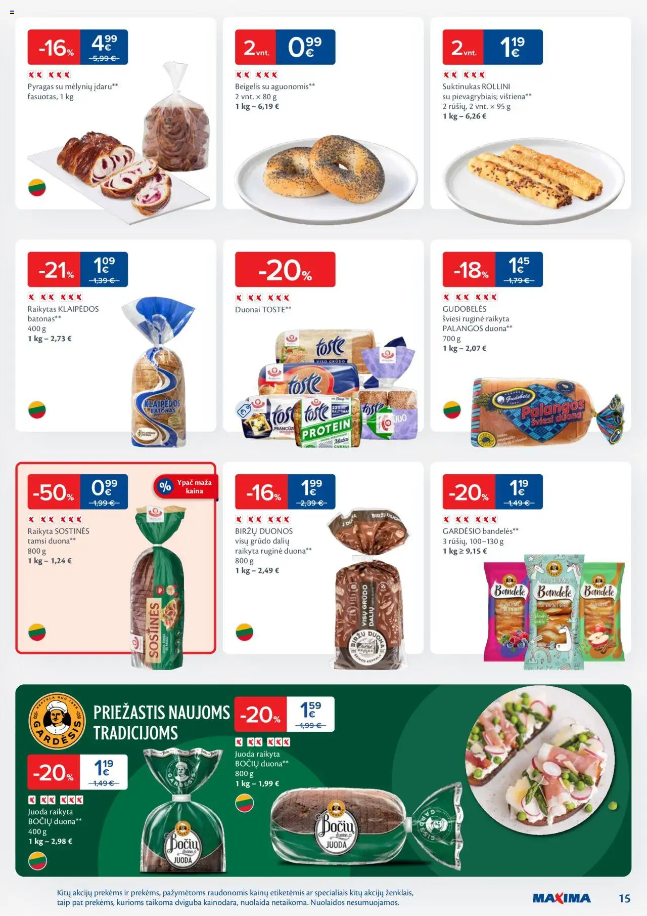 MAXIMA leidinys│galioja nuo 24.06.2025 | Puslapis: 15 | Prekių: Batonas, Bandelės, Pyragas, Duona
