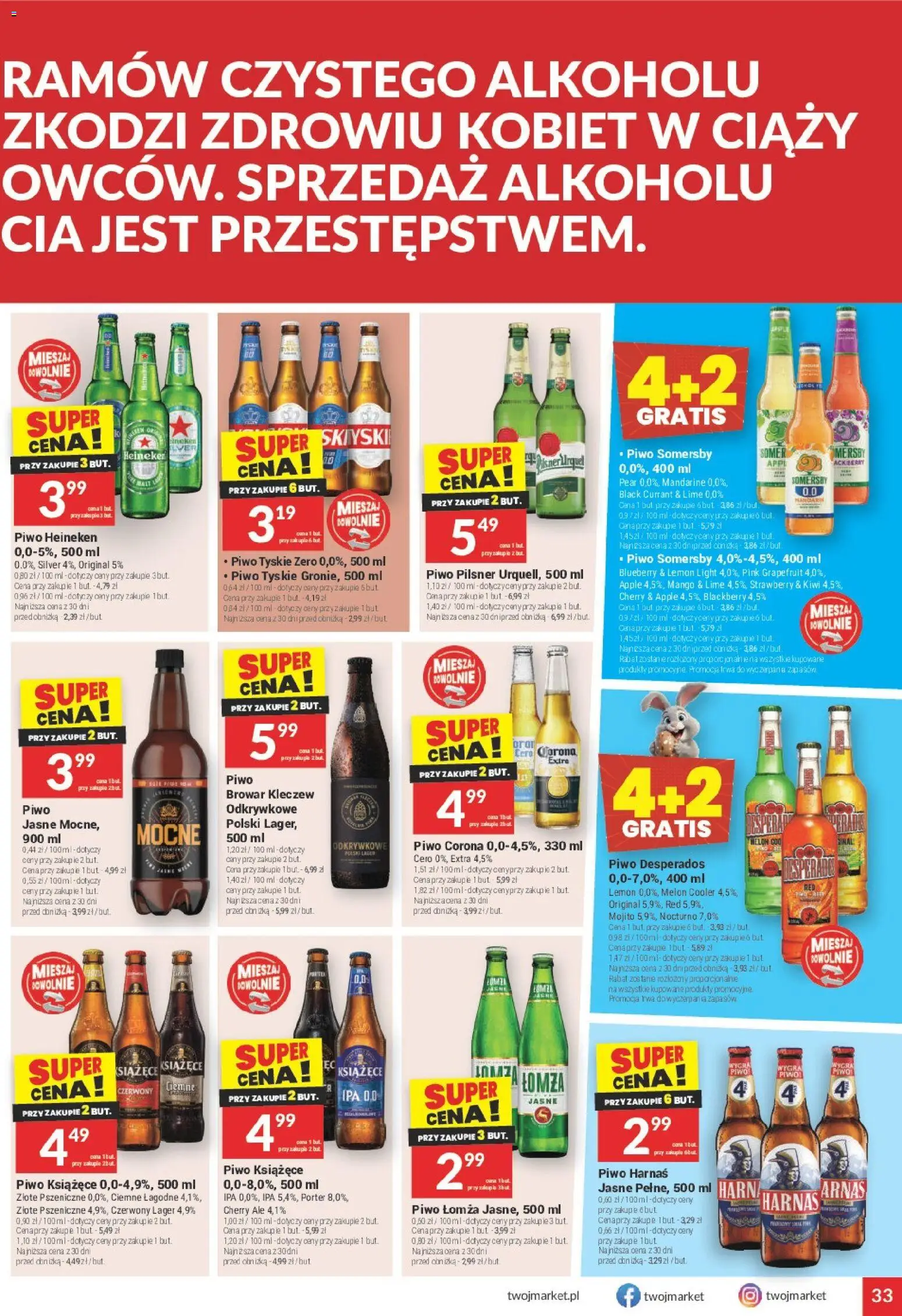 Twój Market gazetka od 11.03.2026 | Strona: 33 | Produkty: Melon, Piwo Somersby, Harnaś, Somersby