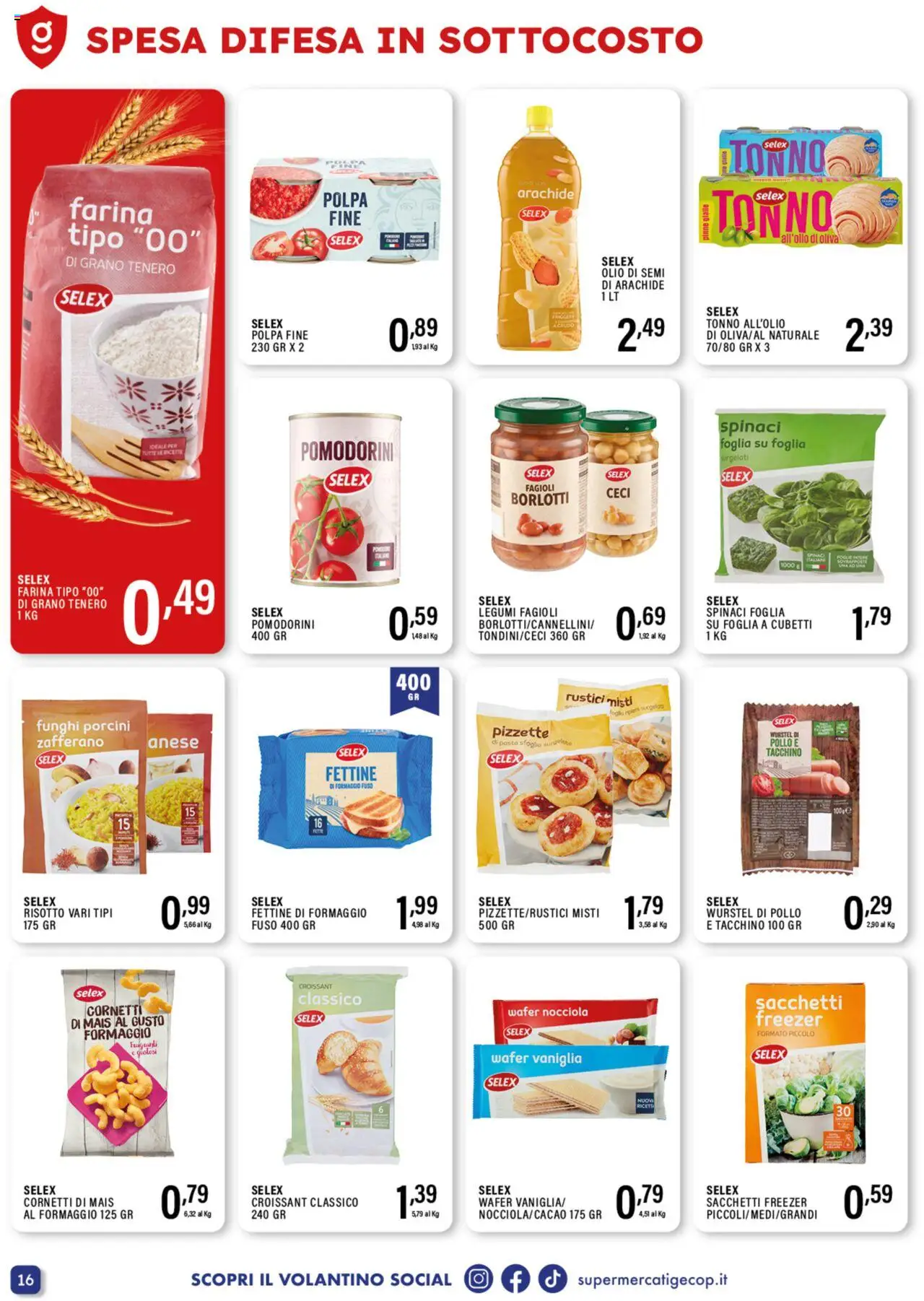 Volantino GECOP del 20.10.2025 | Pagina: 16 | Prodotti: Ceci, Formaggio, Freezer, Pinne