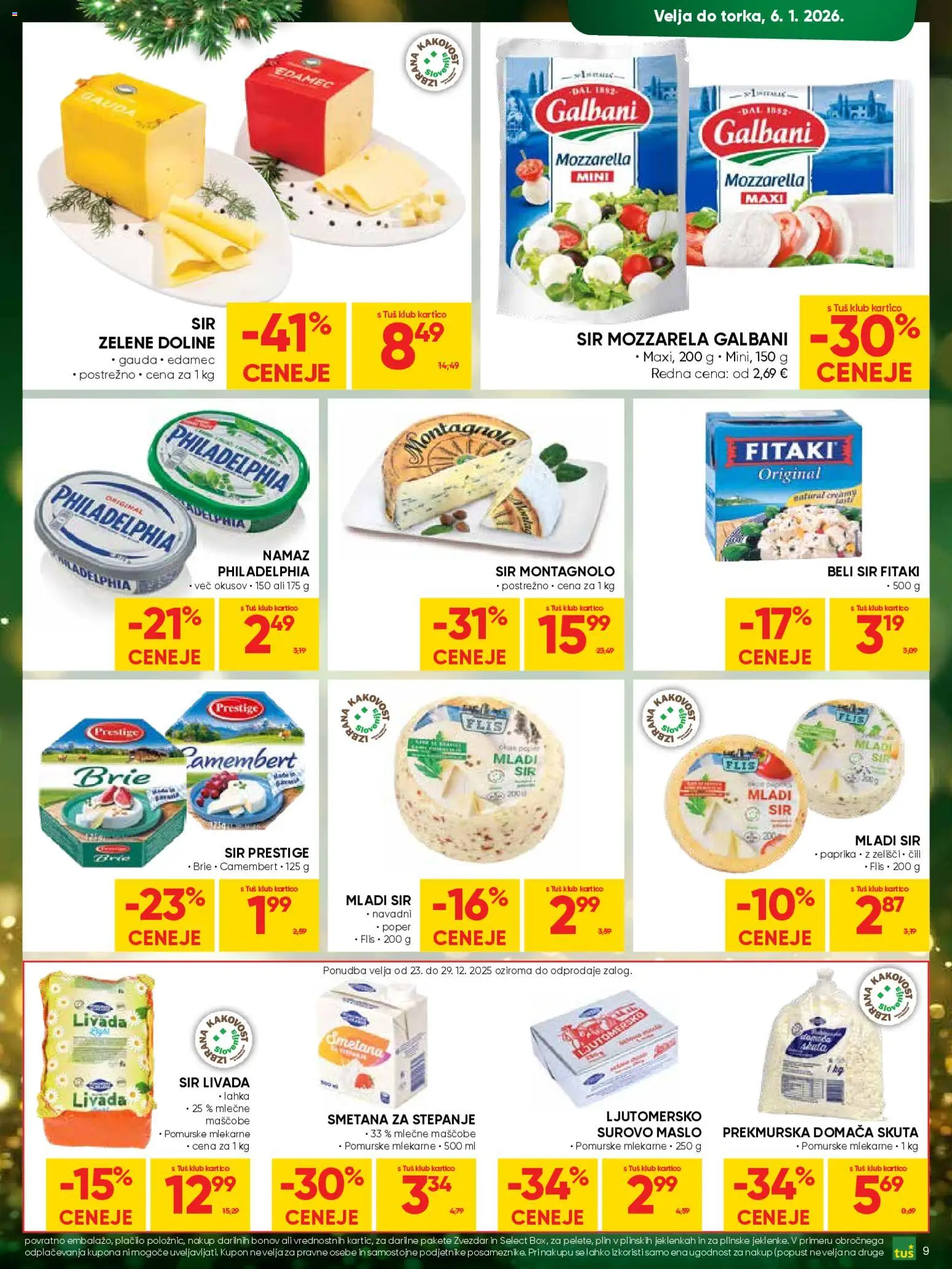 Novi Tuš katalog ponudbe – veljaven od 23.12.2025 | Stran: 9 | Izdelki: Namaz, Sir, Poper, Cili