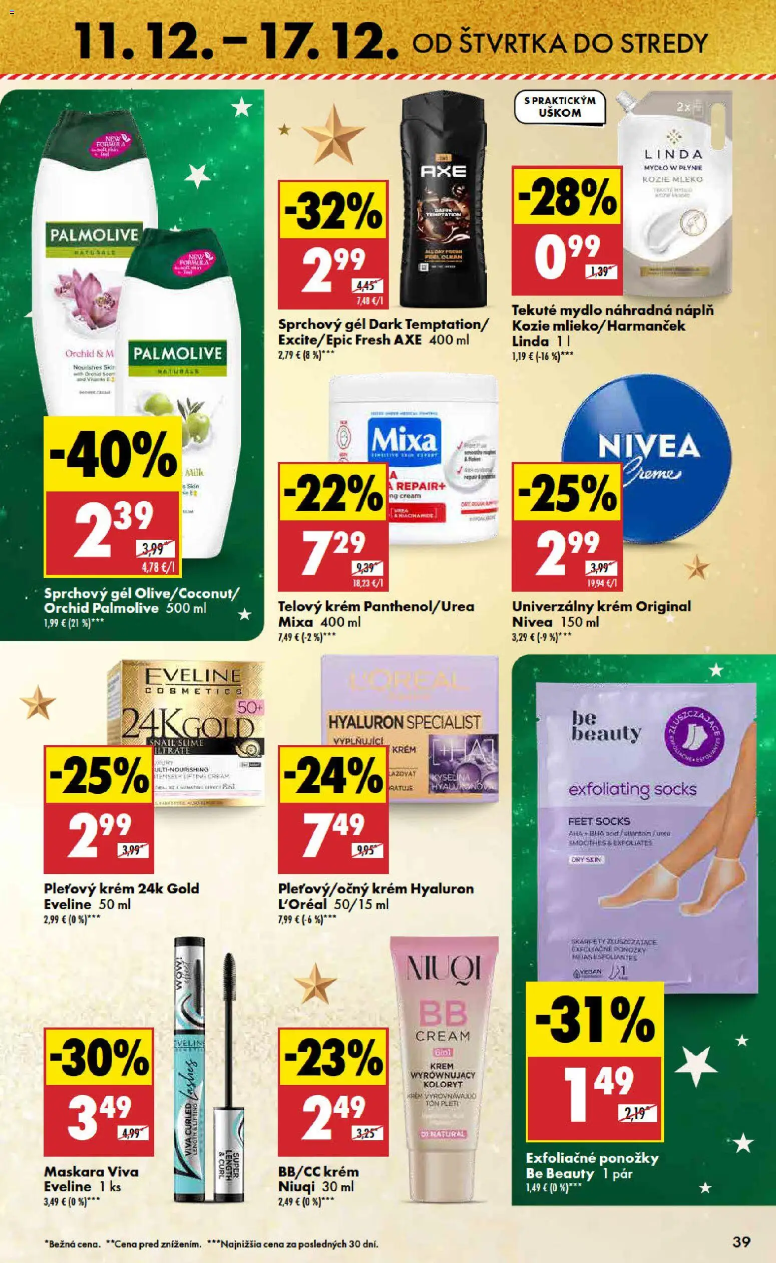 Nové Biedronka akcie – leták je platný od 11.12.2025 | Strana: 39 | Produkty: Telový krém, Mydlo, Sprchový gél, Ponožky