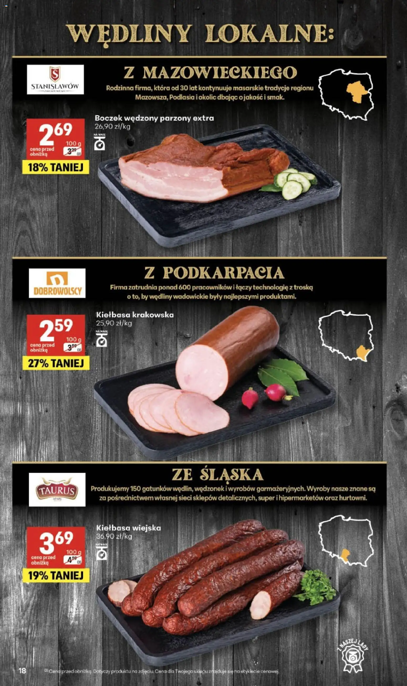 Delikatesy Centrum gazetka od 26.03.2026 | Strona: 18 | Produkty: Kiełbasa, Boczek wędzony parzony, Boczek wędzony, Wędliny