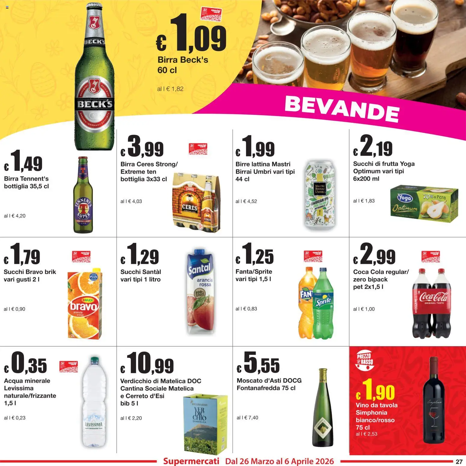 Volantino Sì con Te del 26.03.2026 | Pagina: 27 | Prodotti: Vino, Ceres, Arancia, Coca Cola