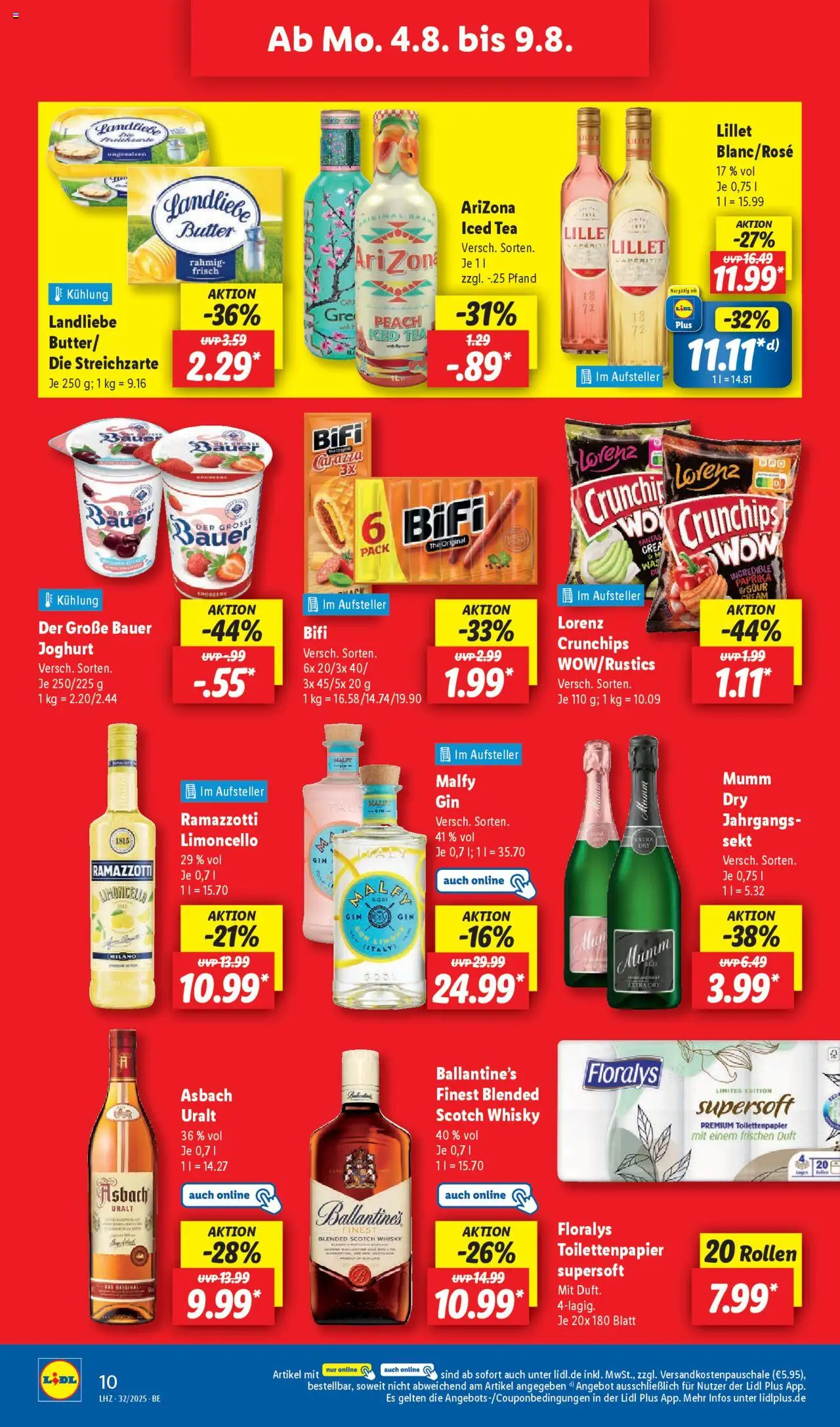 Lidl Prospekt Templin - gültig ab dem 04.08.2025 | Seite: 16 | Produkte: Whisky, Sekt, Ramazzotti, Toilettenpapier