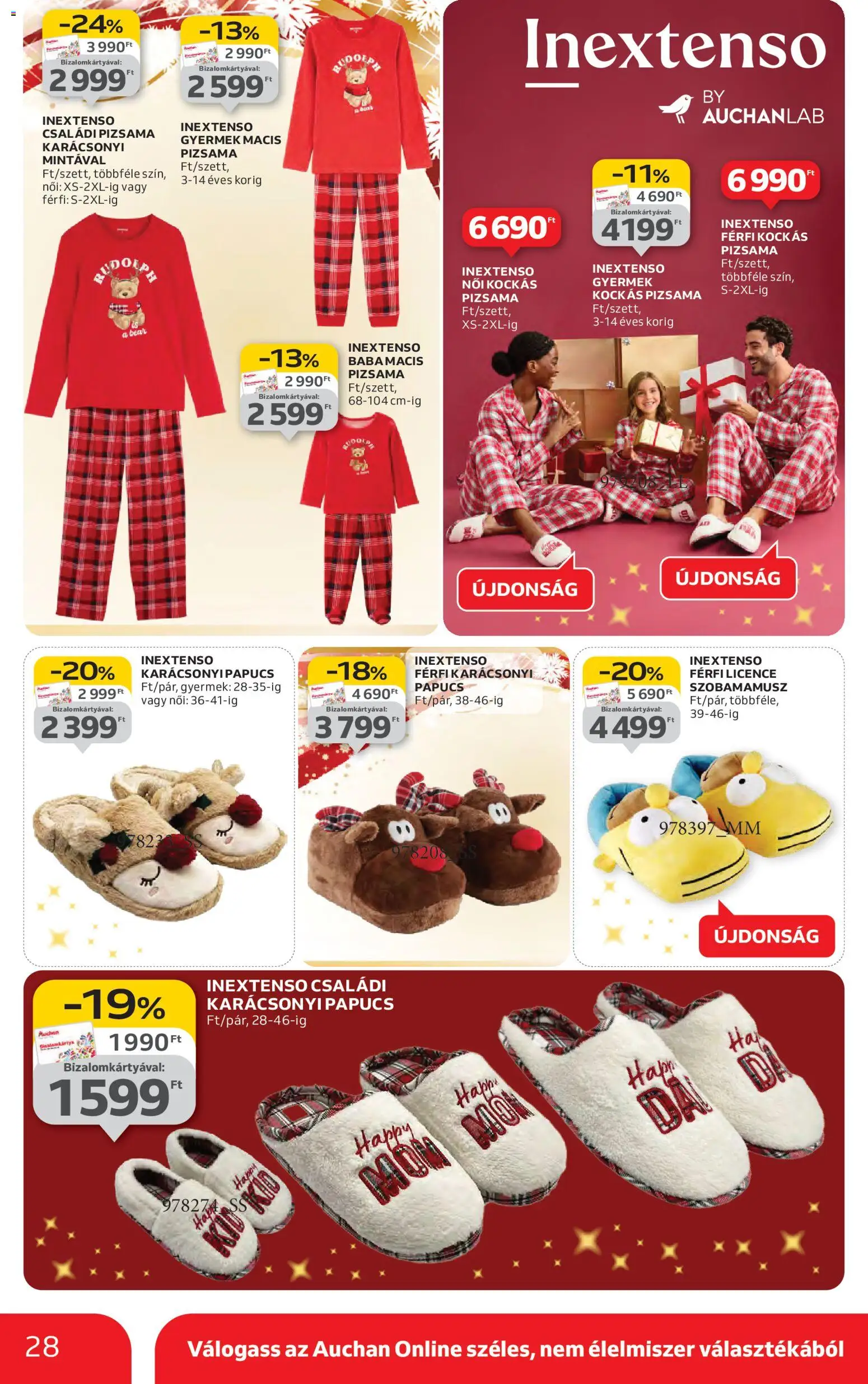 Auchan akciós ujság - amely érvényes a következő dátumtól: 13.11.2025 | Oldal: 28 | Termékek: Papucs, Pizsama