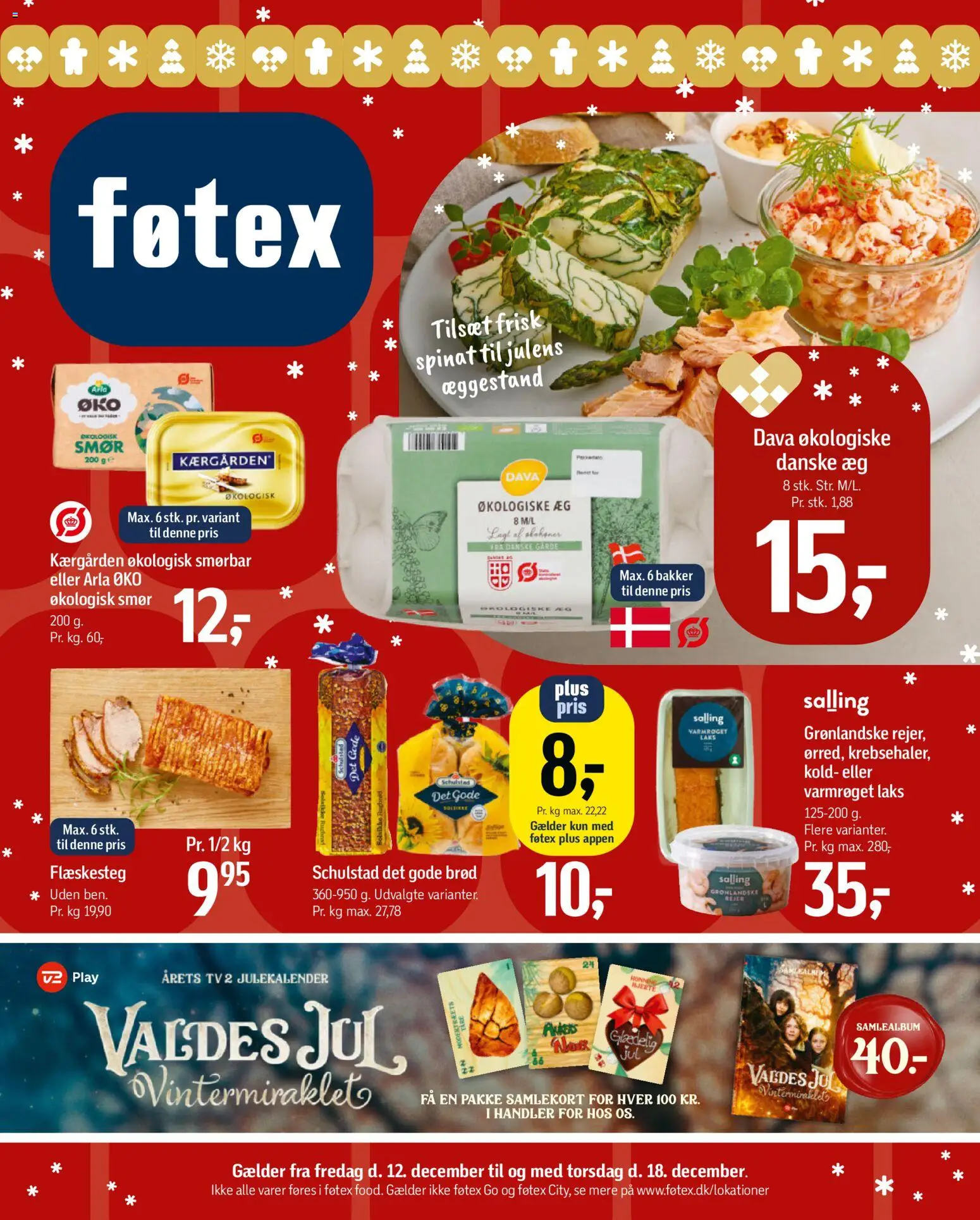 Føtex tilbudsavis – gyldig fra 12.12.2025 | Side: 1 | Produkter: Æg, Rugbrød, Honning, Spinat