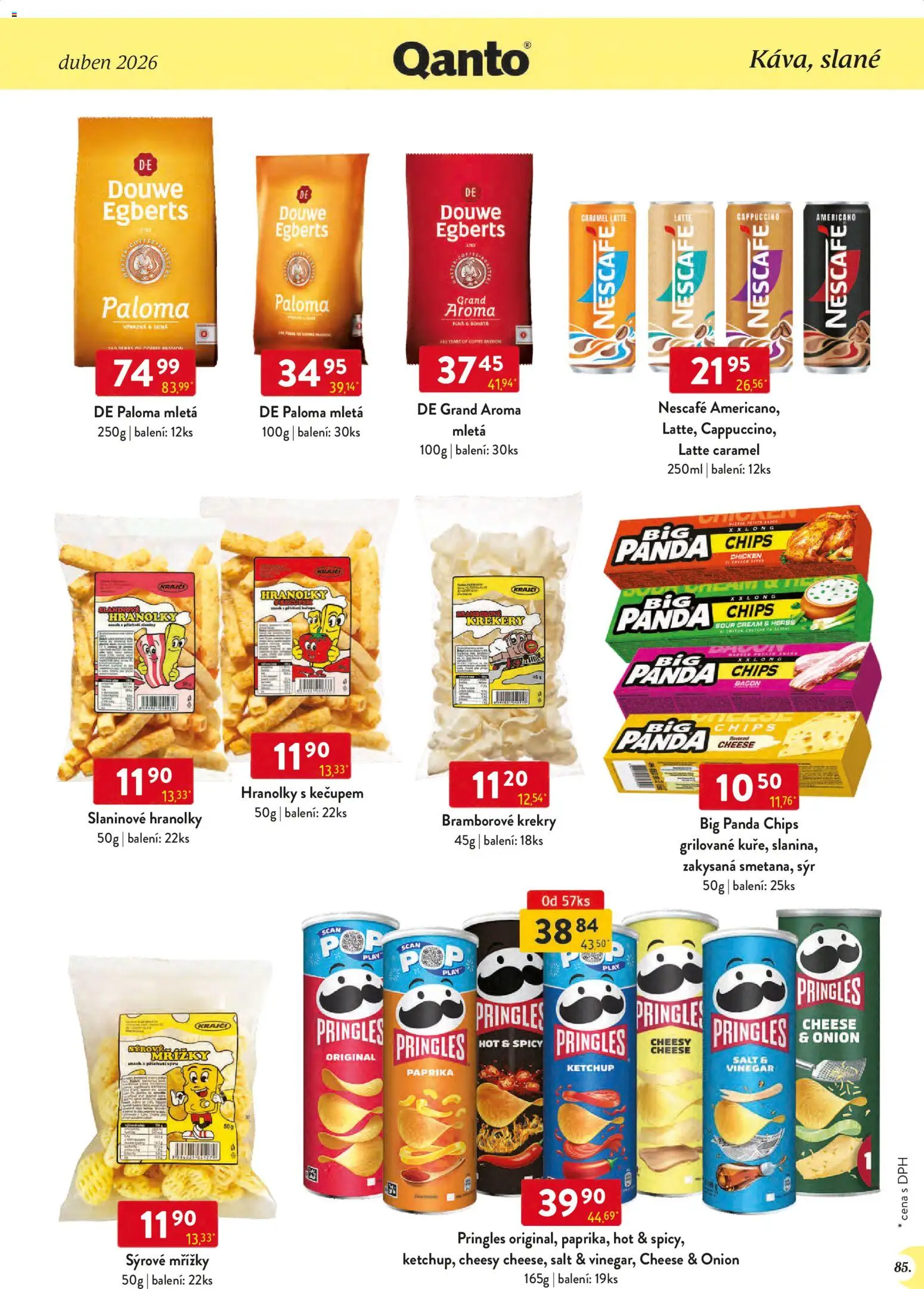 Astur & Qanto leták - Velkoobchod 04/2026 od 01.04.2026 | Strana: 85 | Produkty: Pringles, Douwe Egberts, Krekry, Nescafé