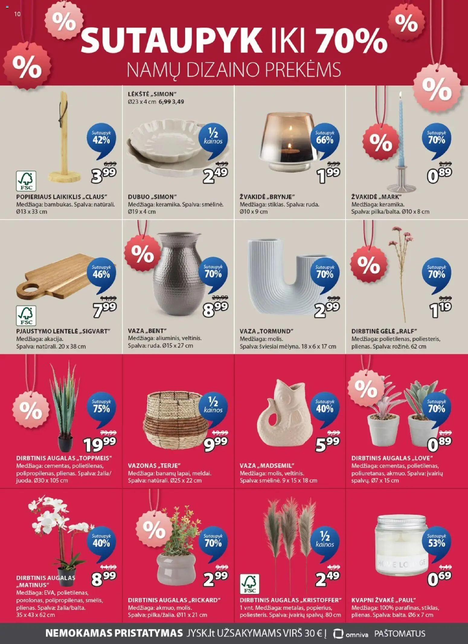 JYSK akcijos nuo 06.01.2026 | Puslapis: 10 | Prekių: Lėkštė, Dubuo, Vaza, Vazonas