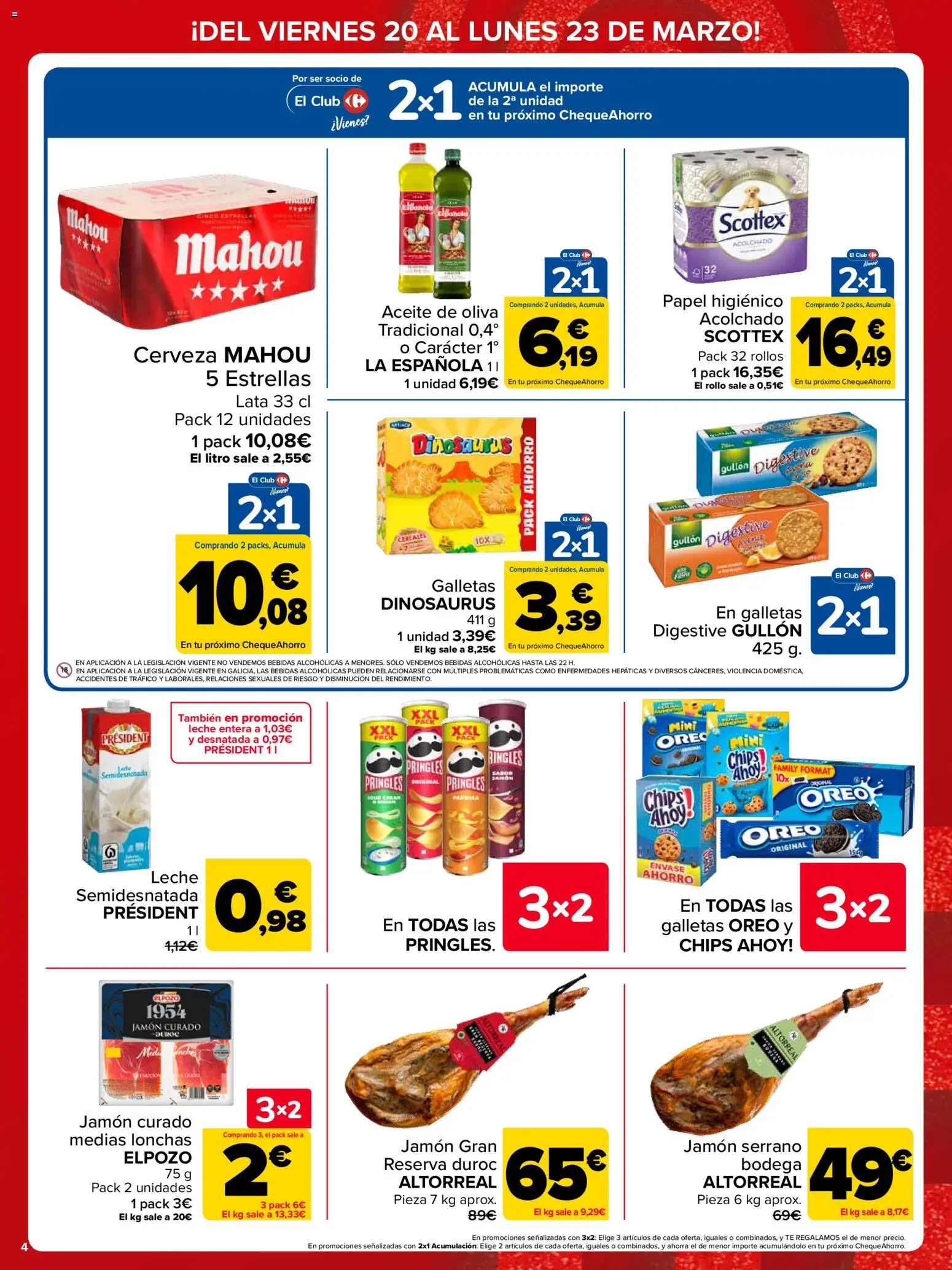 Carrefour folleto │ válido desde el 20.03.2026 | Página: 4 | Productos: Jamón, Cereales, Galletas, Aceite de oliva