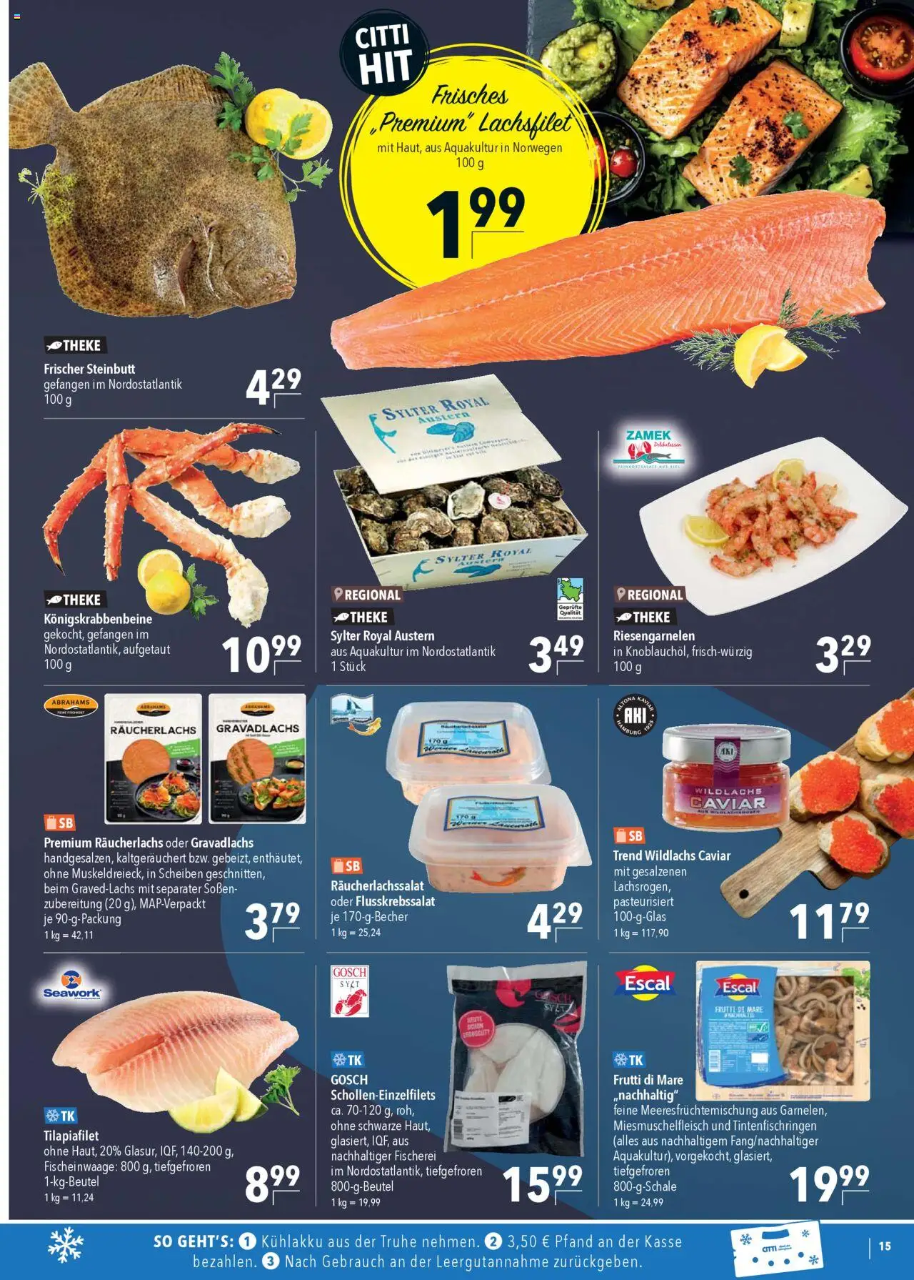 CITTI Markt Prospekt 	 – gültig ab 24.09.2025 | Seite: 15 | Produkte: Truhe, Theke, Räucherlachs