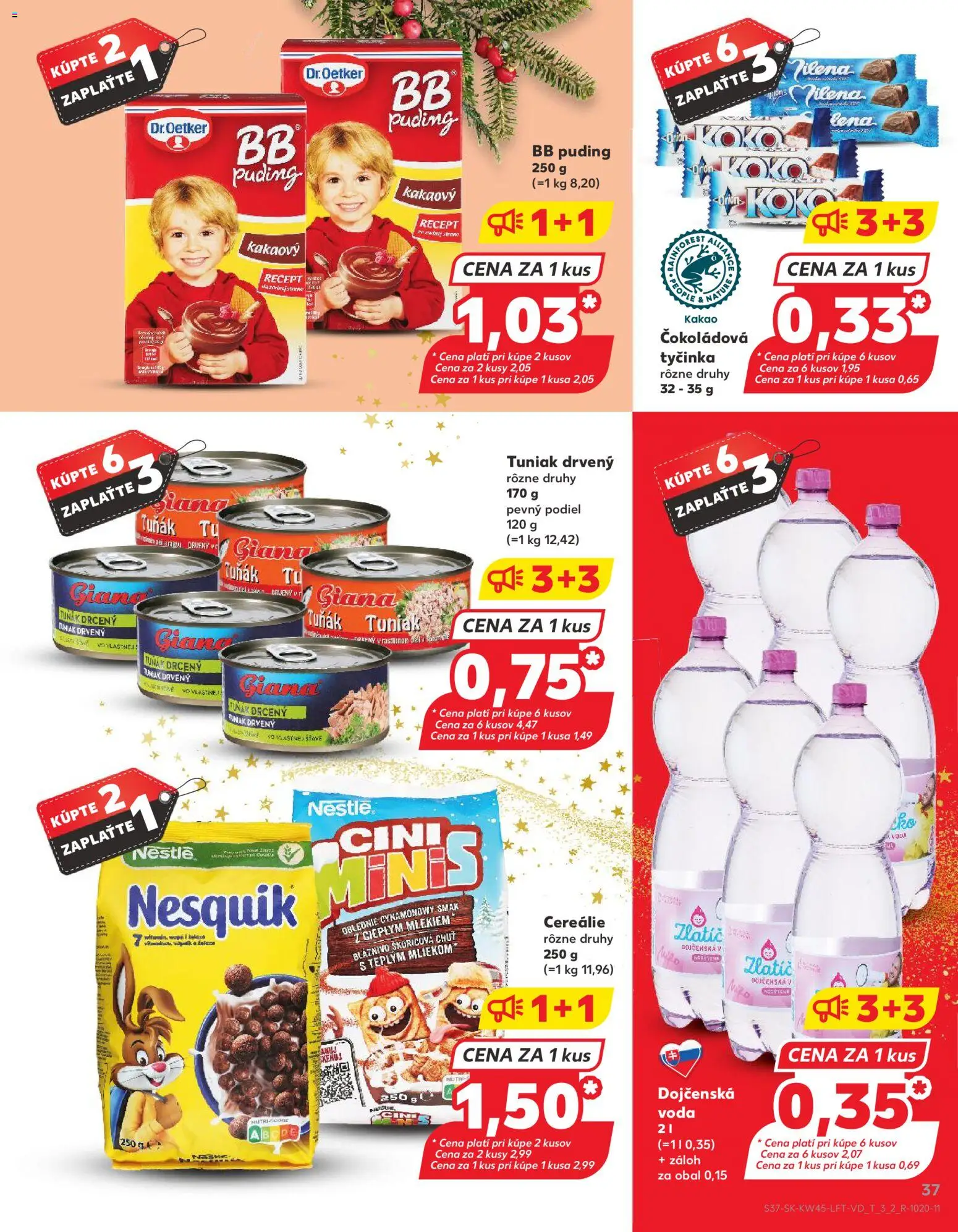 Nové Kaufland akcie – leták je platný od 06.11.2025 | Strana: 37 | Produkty: Tuniak, Puding, Cereálie, Nesquik
