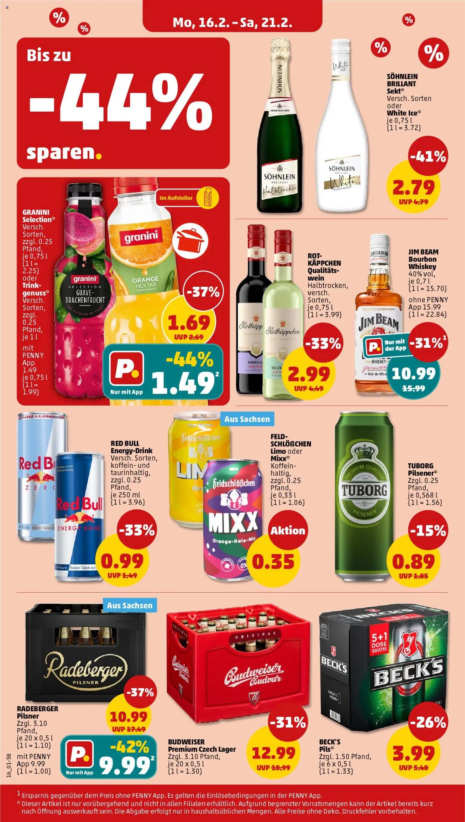 Penny Prospekt 	 – gültig ab 16.02.2026 | Seite: 18 | Produkte: Energy, Granini, Radeberger pilsner, Whiskey