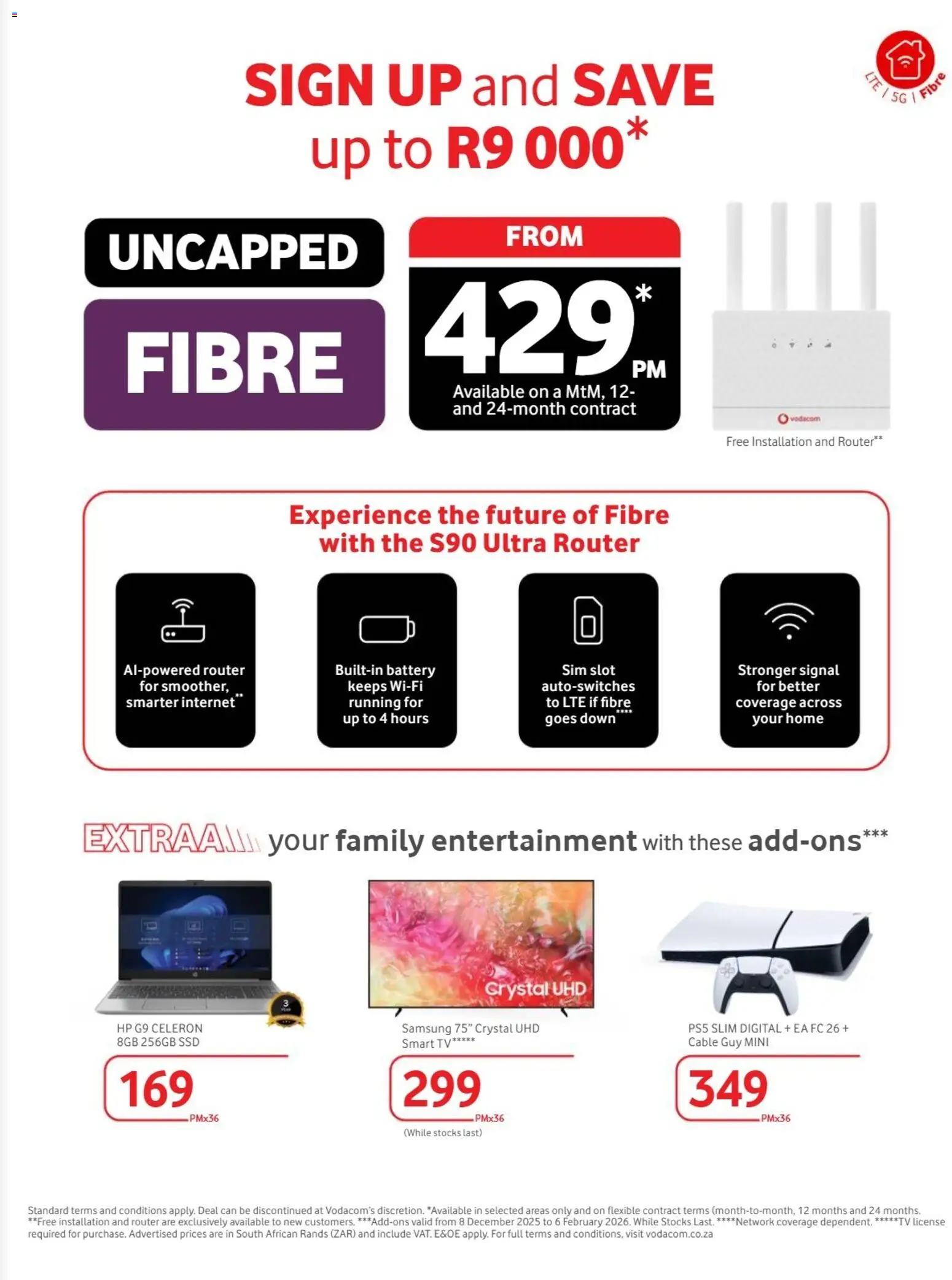 New Vodacom catalogue – valid from 09.12.2025 | Page: 13 | Products: Sim, Router, TV, Battery