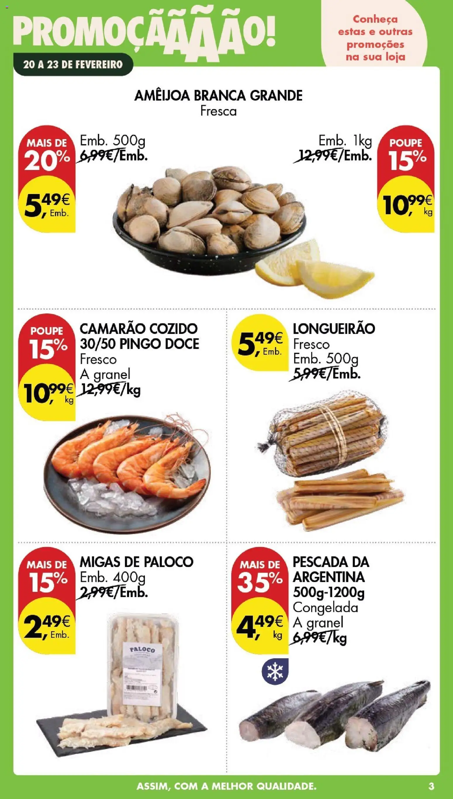 Pingo Doce Poupe este Fim de Semana │ válido de 20.02.2026 | Página: 3 | Produtos: Pescada, Camarão