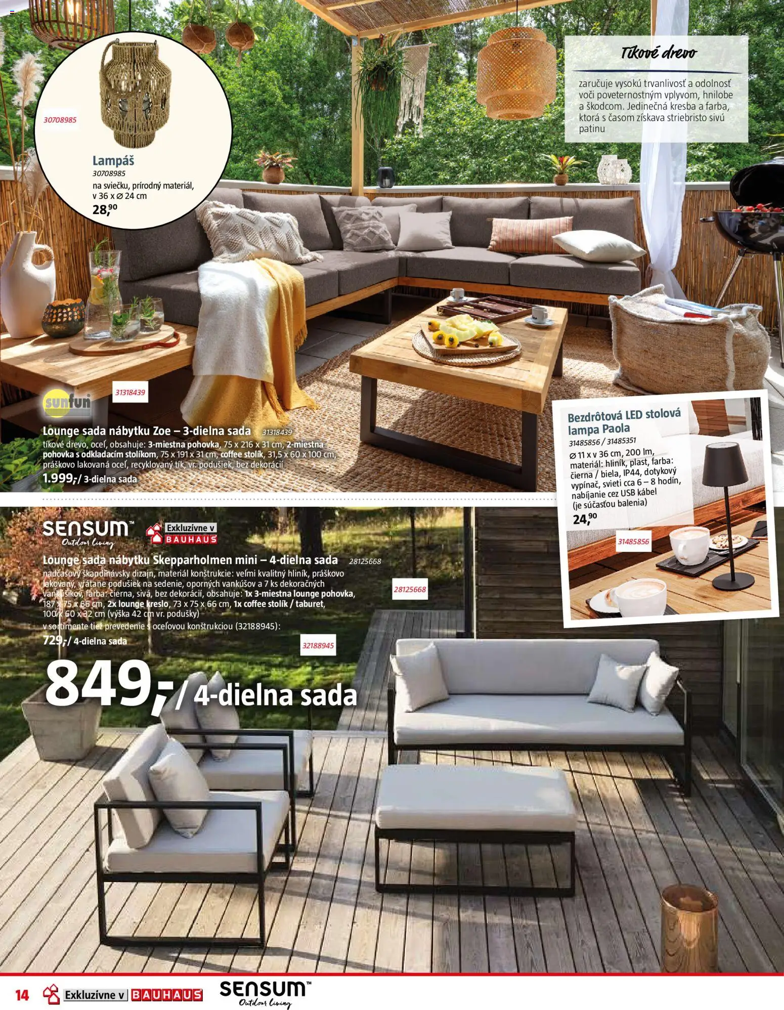 Nové Bauhaus akcie – leták je platný od 07.04.2026 | Strana: 14 | Produkty: Pohovka, Lampa, Stolík