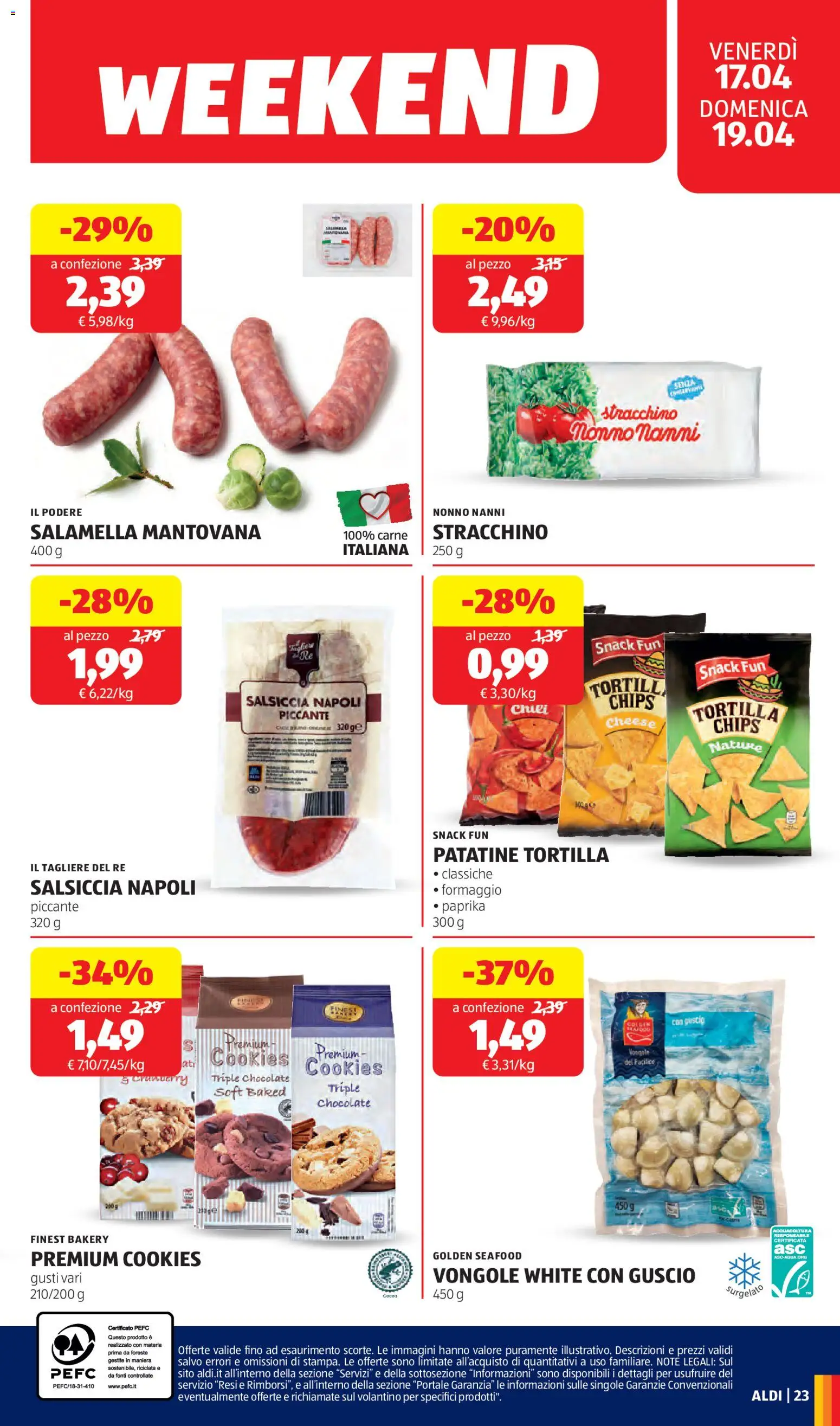 Volantino Aldi del 13.04.2026 | Pagina: 23 | Prodotti: Salamella, Patatine, Formaggio, Tagliere