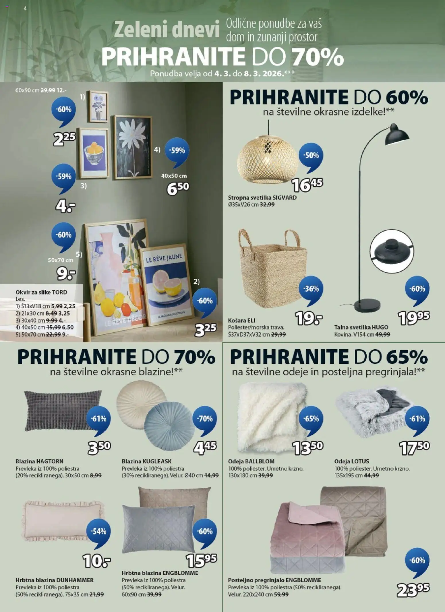 Novi JYSK katalog ponudbe – veljaven od 04.03.2026 | Stran: 4 | Izdelki: Okvir, Pregrinjalo, Prevleka, Blazina