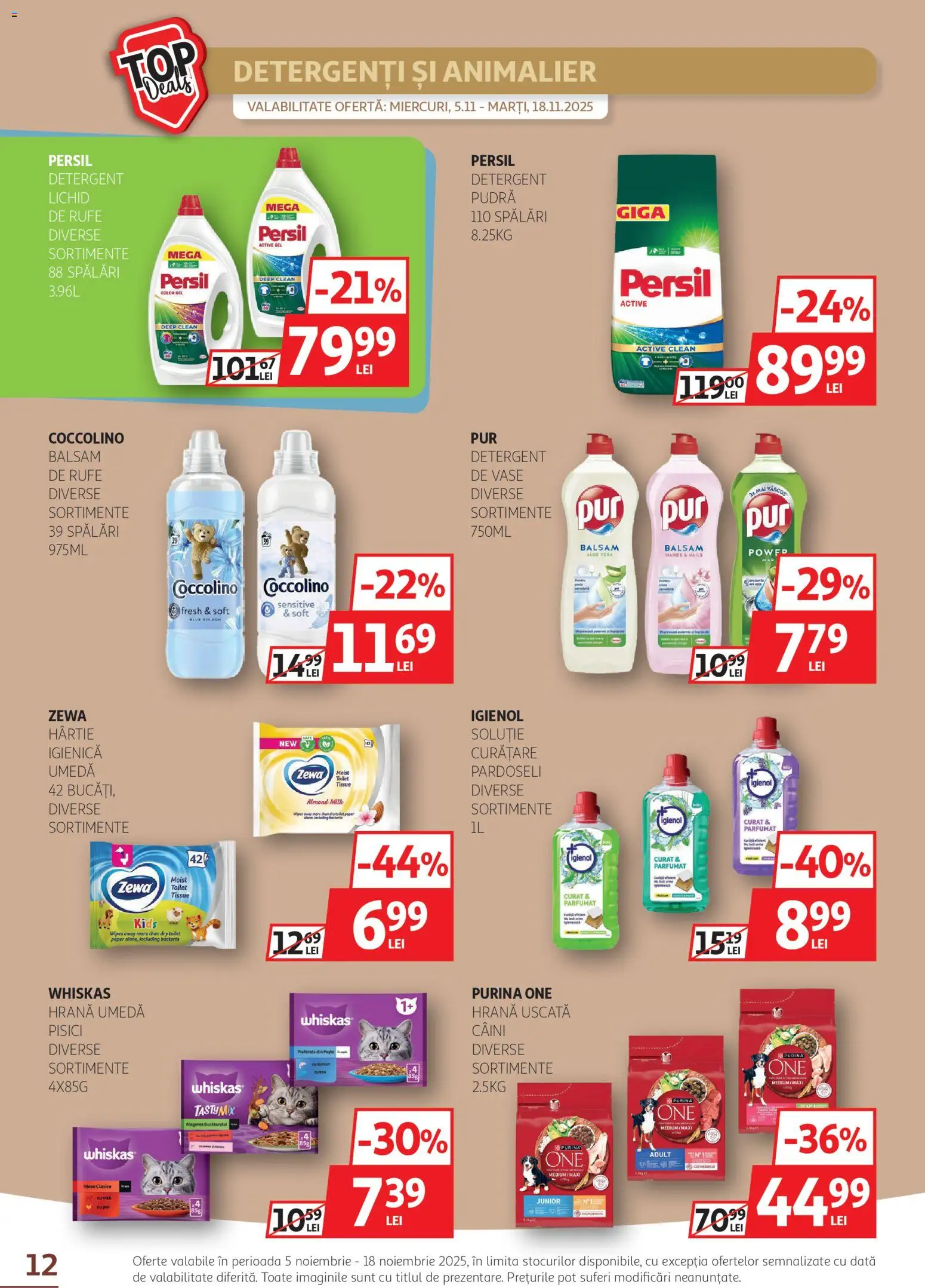 Noul catalog Auchan – valabil de la 05.11.2025 | Pagină: 12 | Produse: Pomelo, Hacıyatmaz Kedi Oyuncağı, Pudră, Pește