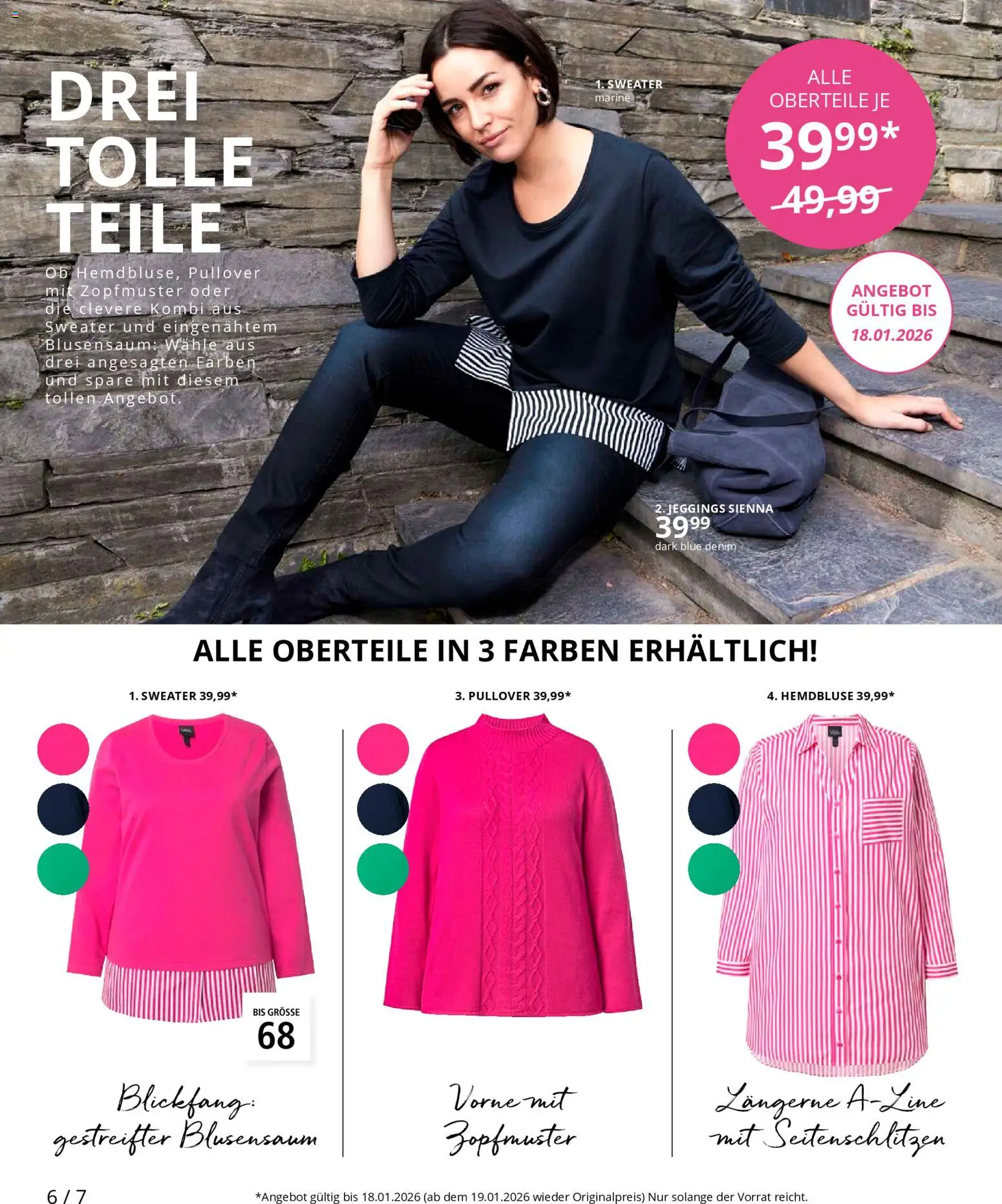 Ulla Popken Prospekt 	 – gültig ab 01.01.2026 | Seite: 6 | Produkte: Hemdbluse, Pullover