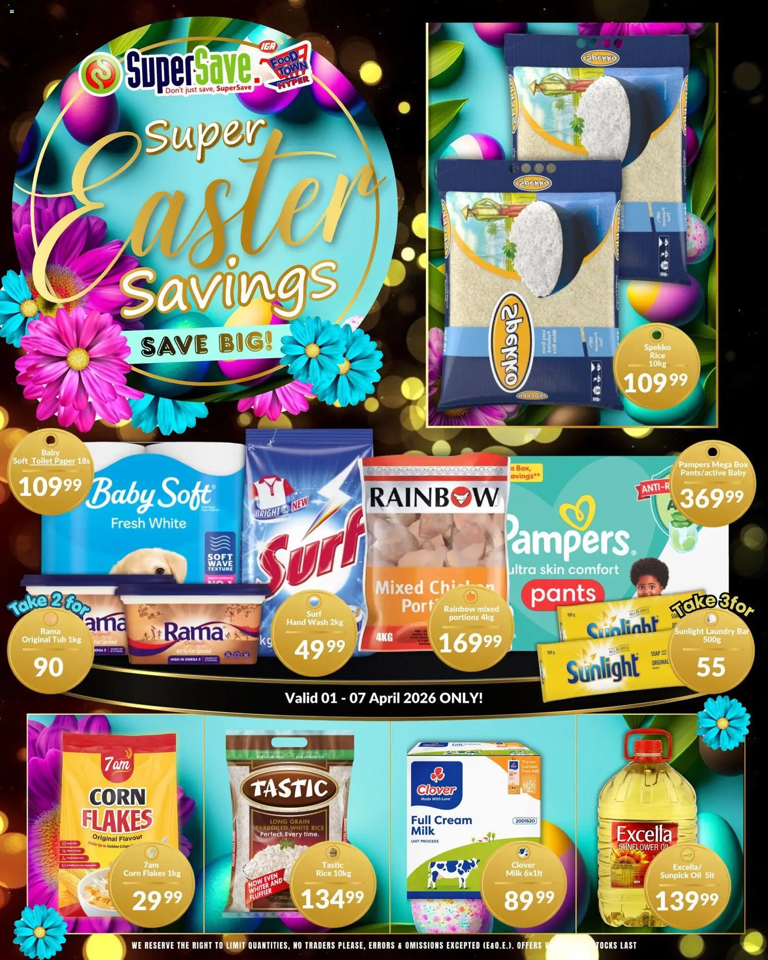 New Super Save catalogue – valid from 01.04.2026 | Page: 1 | Products: Milk, Oil, Cream, Soap