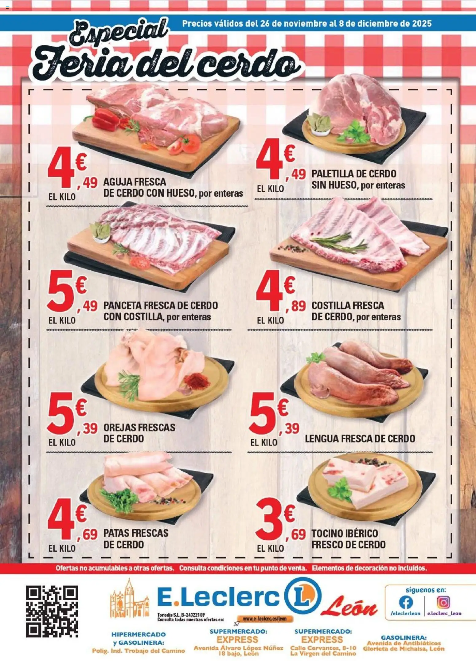 E.Leclerc folleto │ válido desde el 26.11.2025 | Página: 2 | Productos: Ηλεκτρικός φούρνος, Cerdo