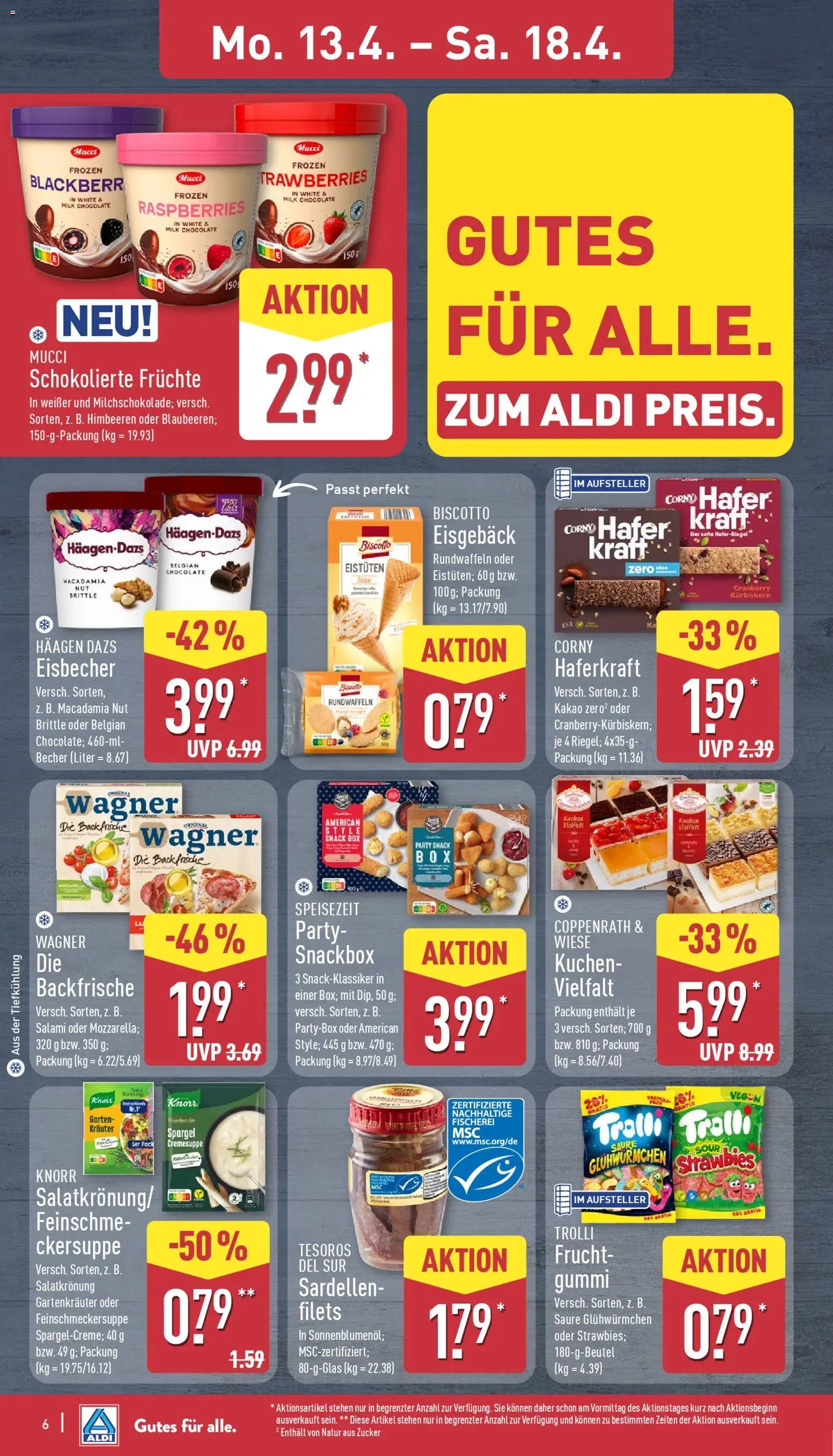 Aldi Prospekt 	 – gültig ab 13.04.2026 | Seite: 10 | Produkte: Himbeeren, Haagen dazs, Knorr, Salami