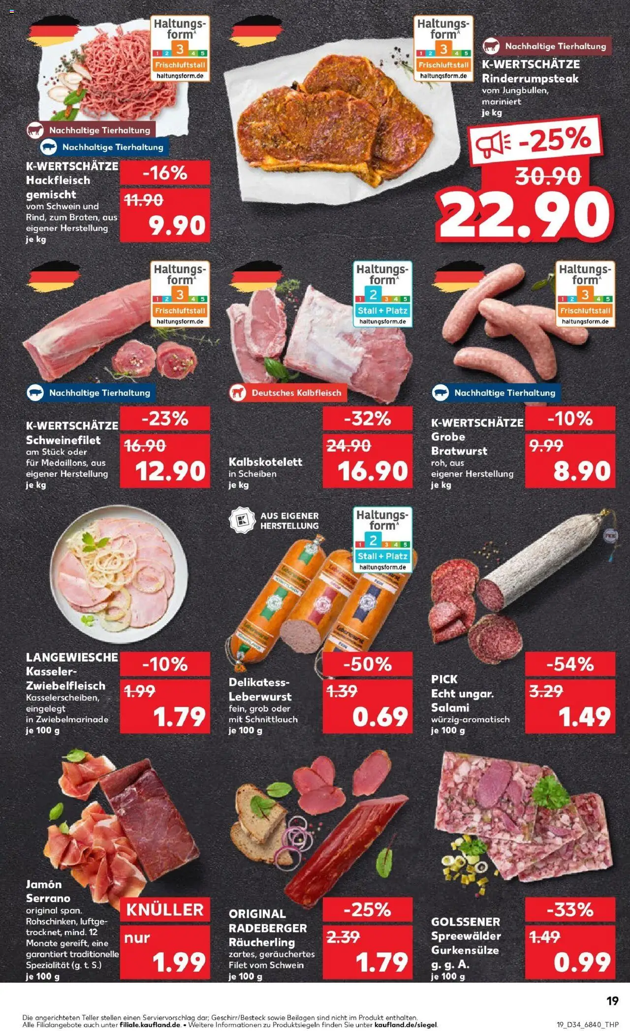 Kaufland prospekt Leer (Ostfriesland)	 - gültig ab dem 21.08.2025 | Seite: 19 | Produkte: Schweinefilet, Salami, Steak, Hackfleisch