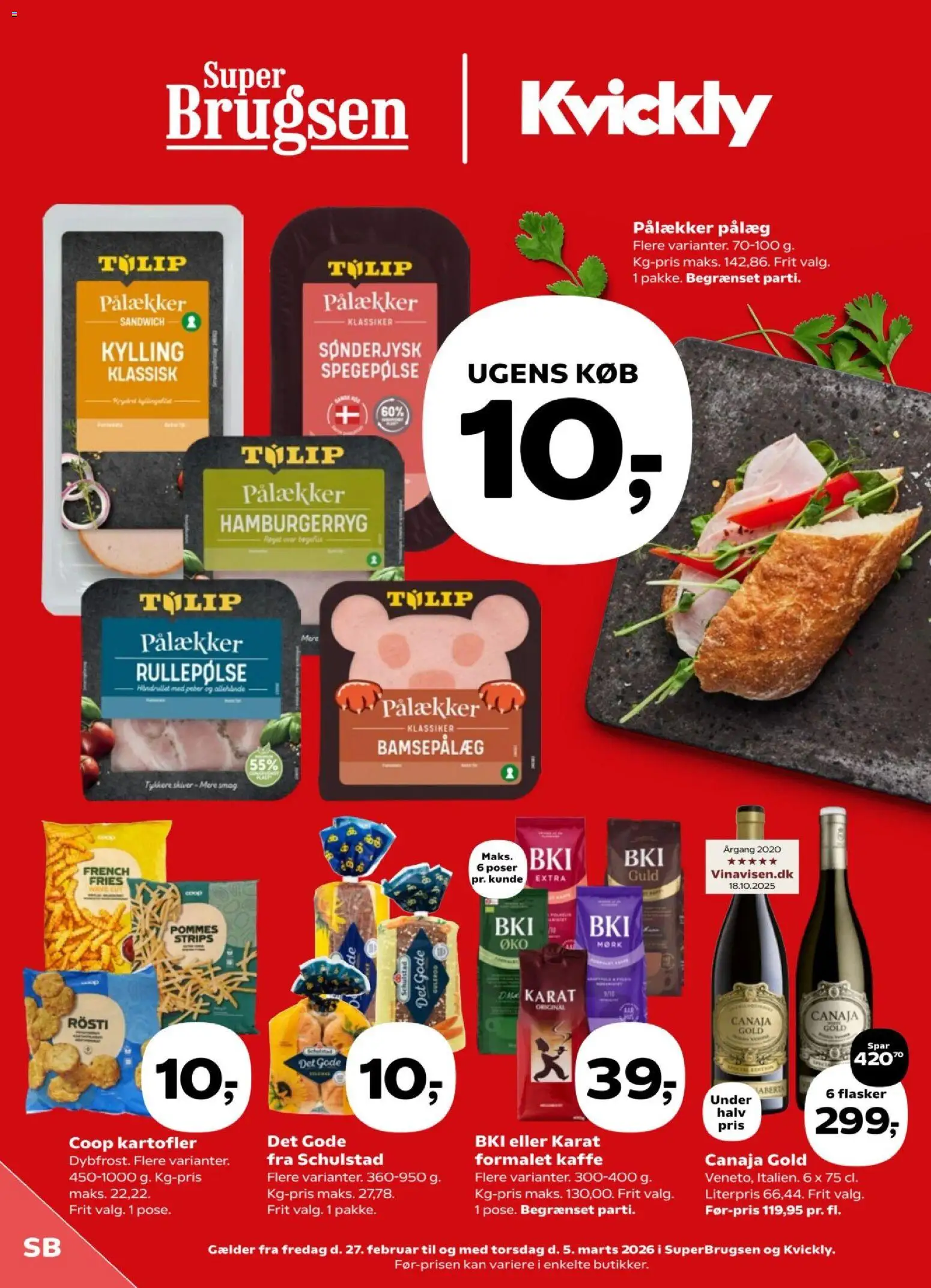 Kvickly tilbudsavis – gyldig fra 27.02.2026 | Side: 1 | Produkter: Kartofler, Rullepølse, Peber, Hamburgerryg