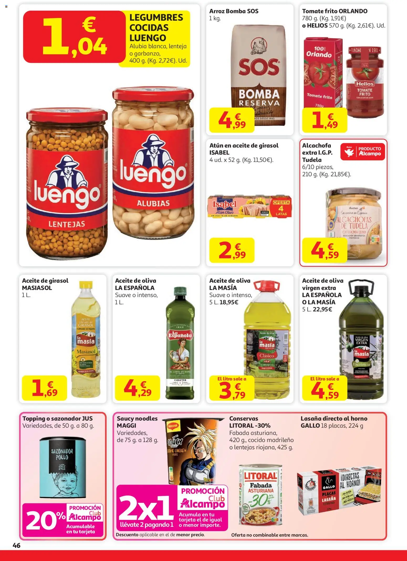 Alcampo - HG Nacional  │ válido desde el 11.12.2025 | Página: 46 | Productos: Aceite, Aceite de oliva, Lasaña, Atún claro
