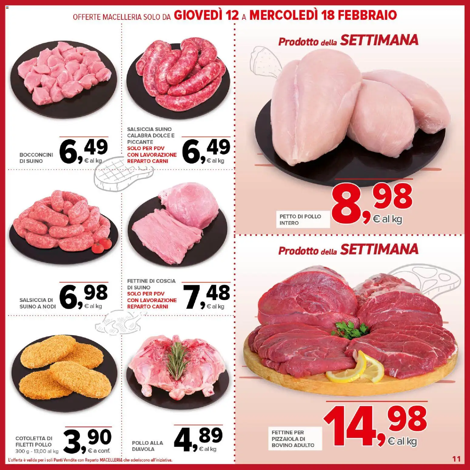 Volantino Todis del 05.02.2026 | Pagina: 11 | Prodotti: Bovino, Pollo, Suino, Salsiccia