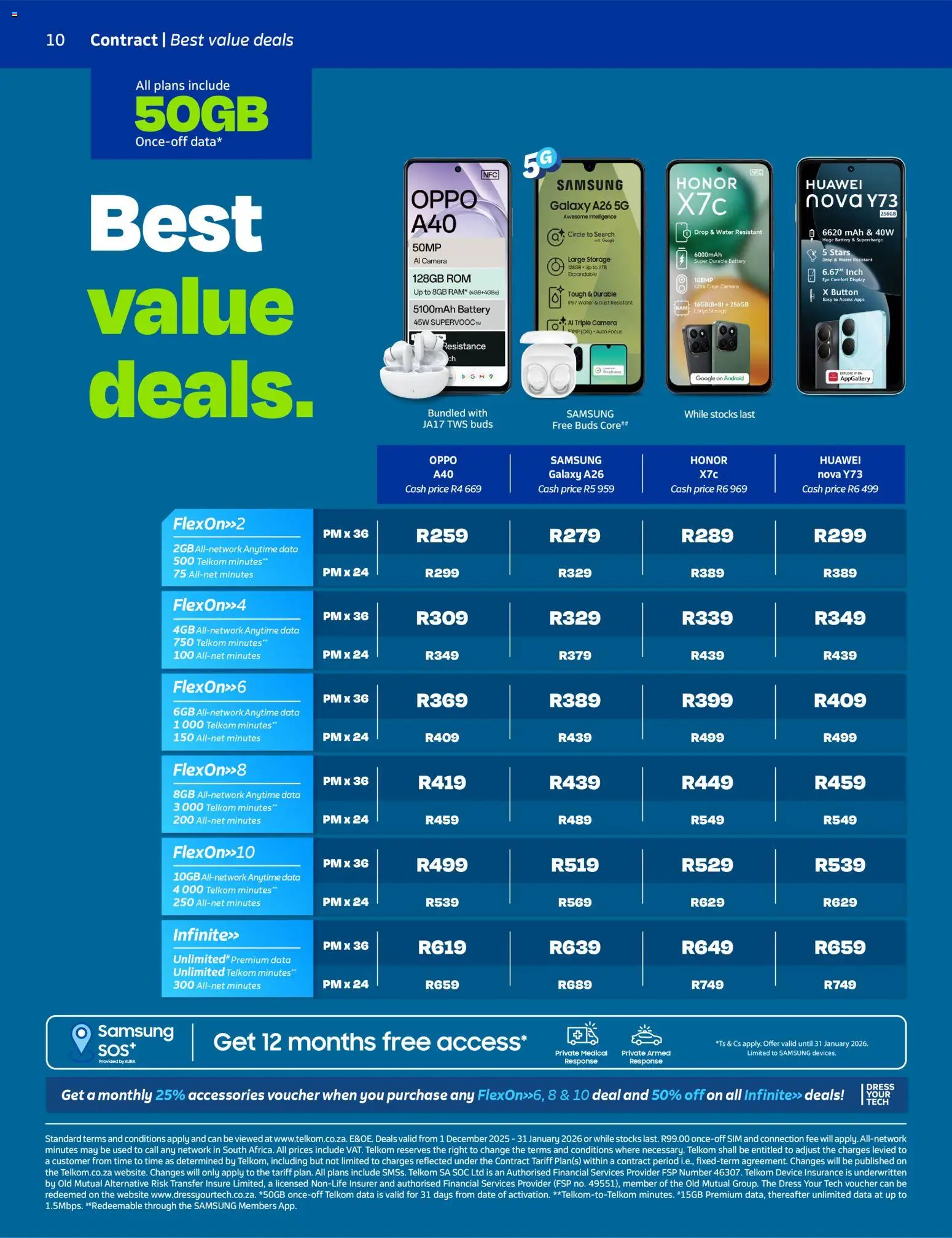 New Telkom catalogue – valid from 01.12.2025 | Page: 10 | Products: Dress, Data, Sim, Battery