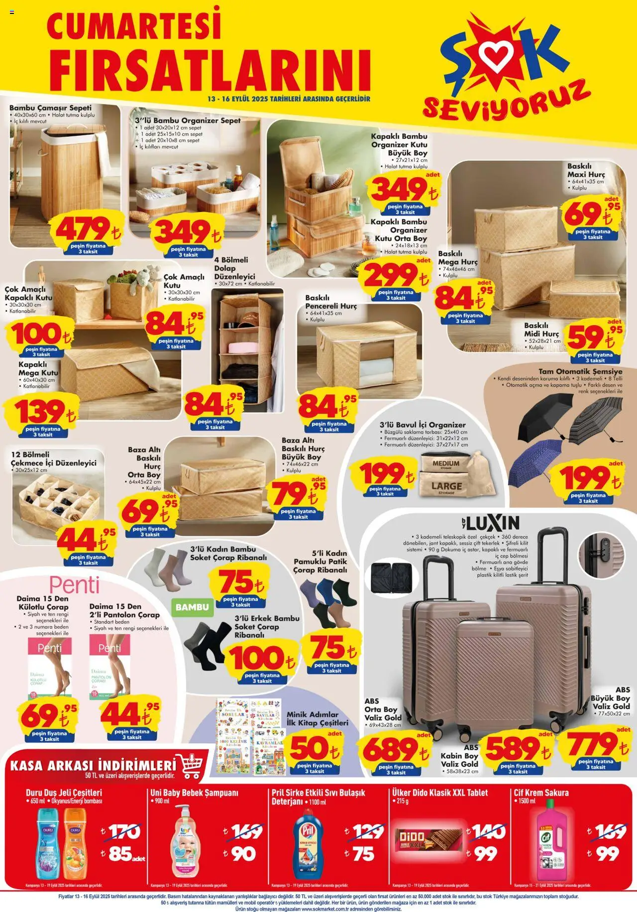 Şok Market Hafta sonu fırsatları - 13.09.2025 tarihinden itibaren geçerlidir | Sayfa: 1 | Ürünler: Duş, Pantolon, Kasa, Hurç