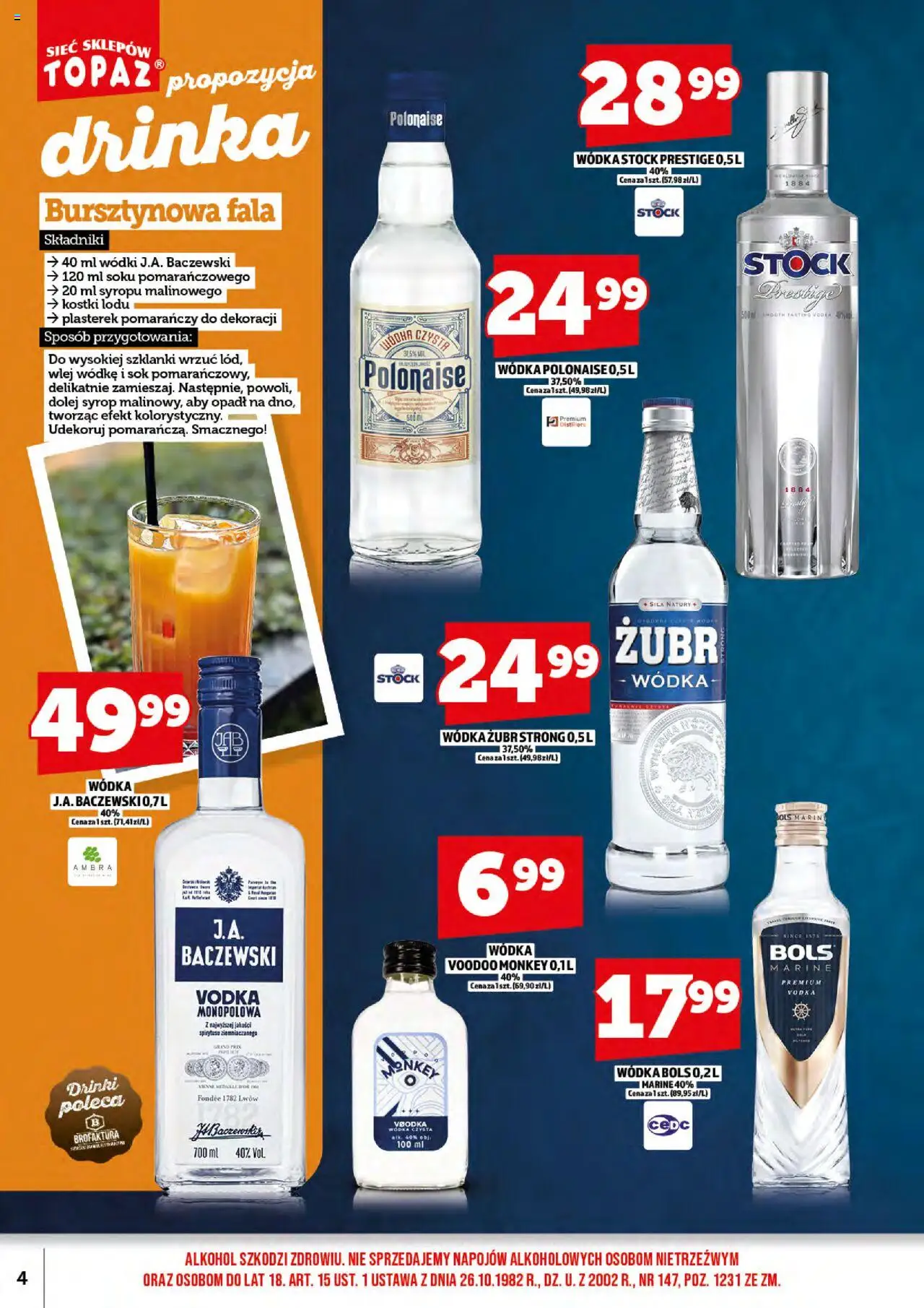 Topaz Gazetka alkoholowa od 15.09.2025 | Strona: 6 | Produkty: Vodka, Sok, Alkohol, Baczewski wódka