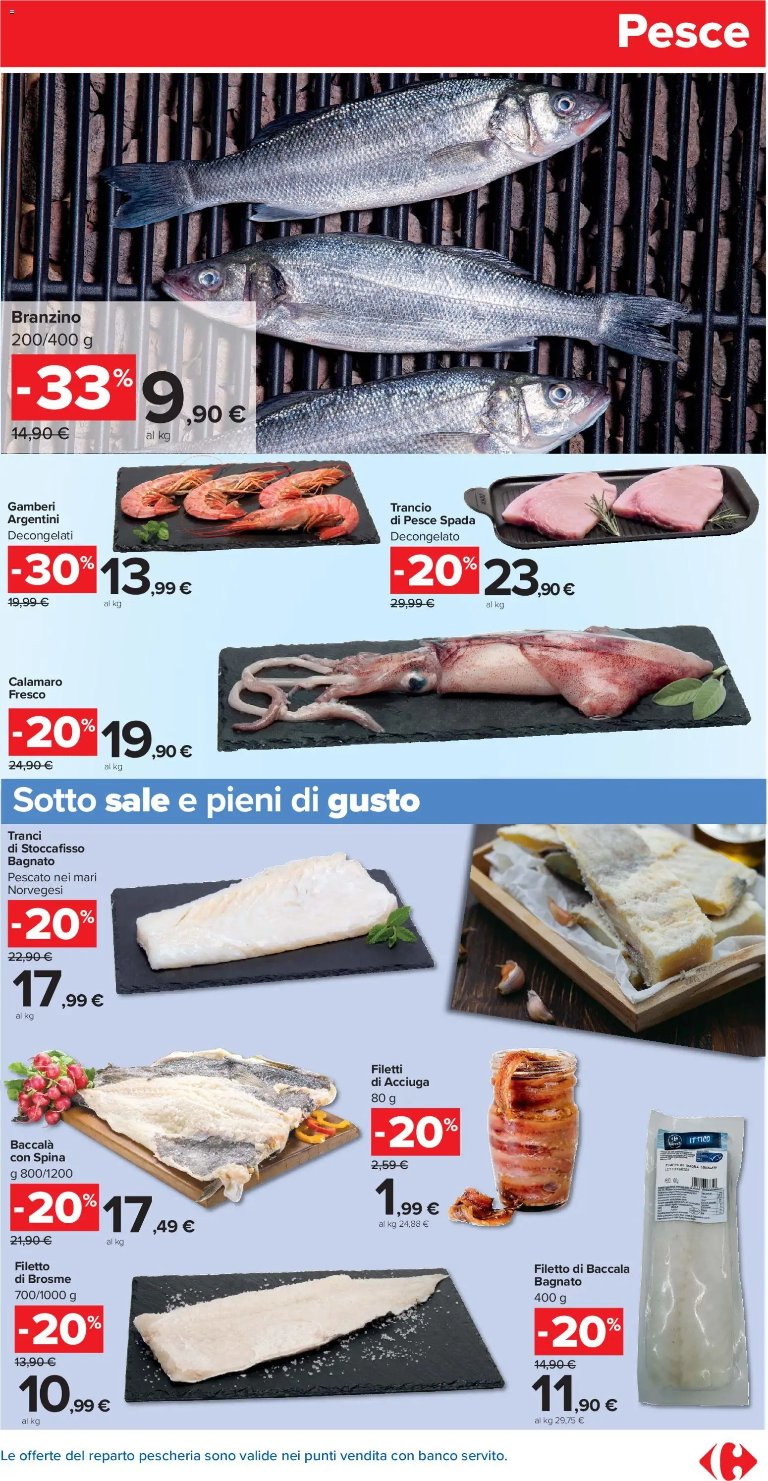 Volantino Carrefour del 04.11.2025 | Pagina: 5 | Prodotti: Pesce, Gamberi, Branzino, Sale