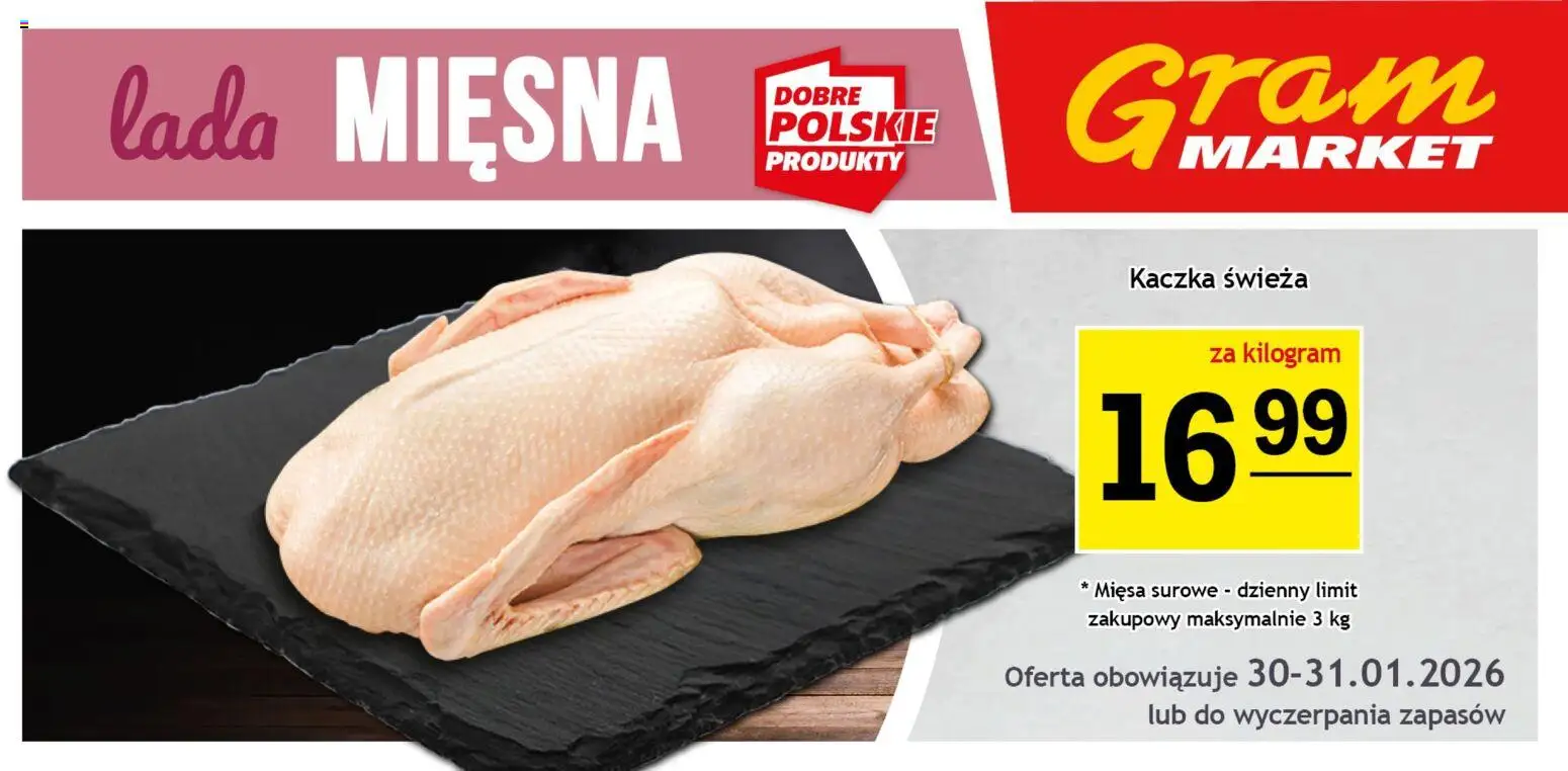 Gram Market Gazetka - Lada Mięsna od 30.01.2026 | Strona: 1 | Produkty: Kaczka