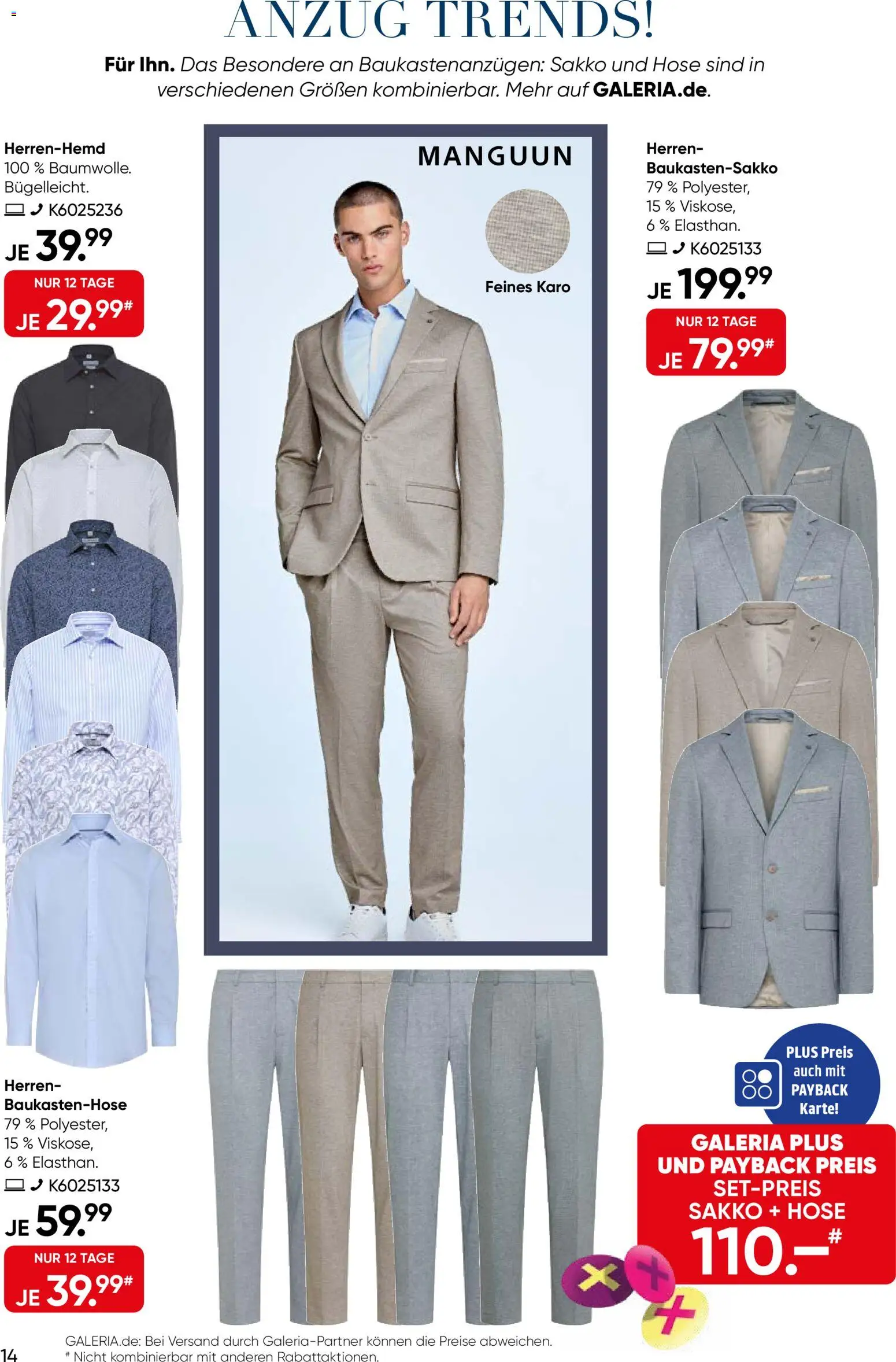 Galeria Karstadt Kaufhof Prospekt 	 – gültig ab 18.03.2026 | Seite: 14 | Produkte: Sakko, Hose, Anzug